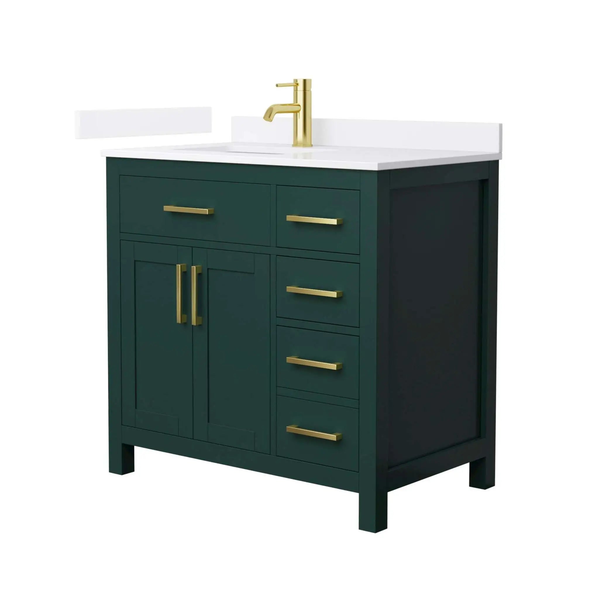 36" Beckett Single Bathroom Vanity in Green with Brushed Gold Trim by Wyndham
