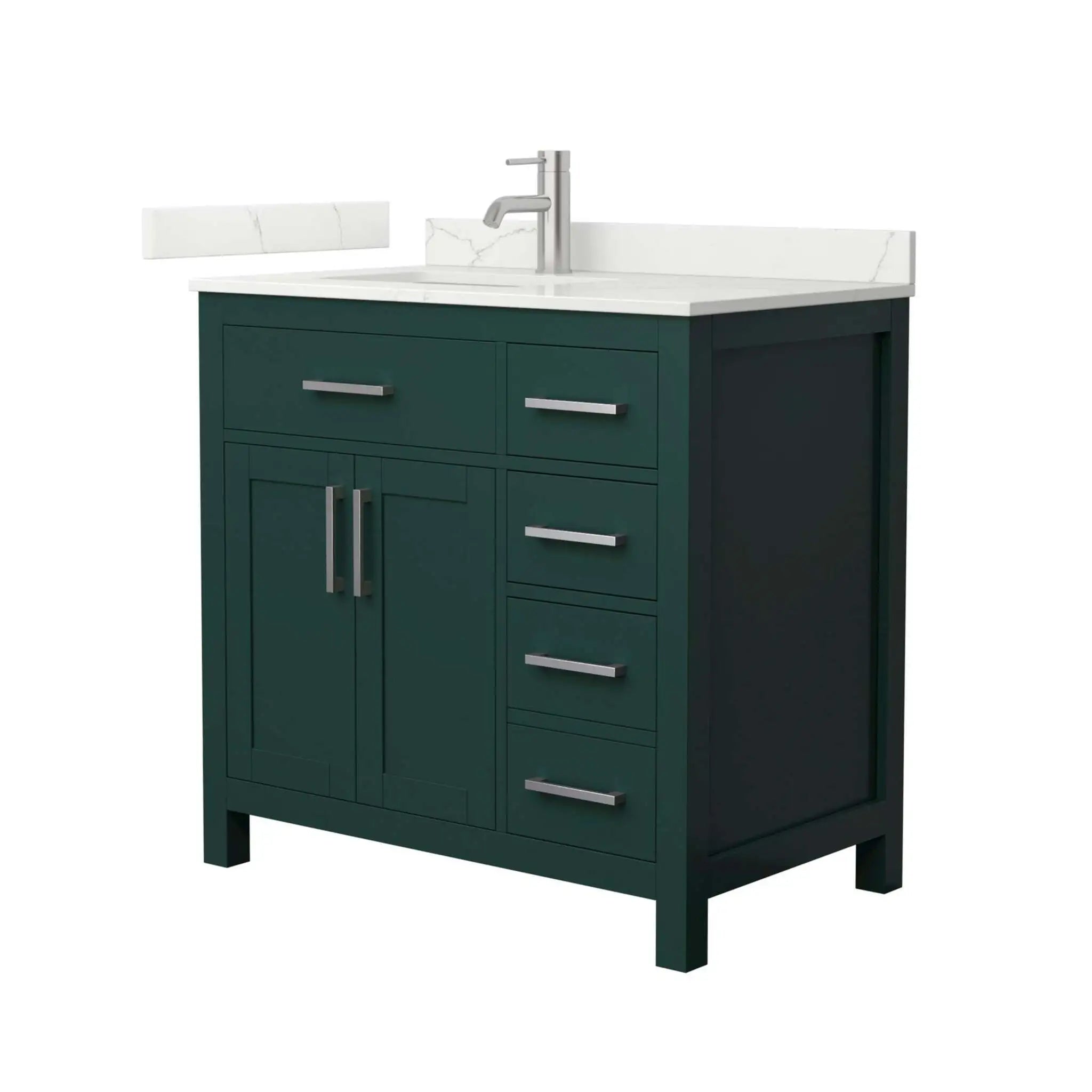36" Beckett Single Bathroom Vanity in Green with Brushed Nickel Trim by Wyndham