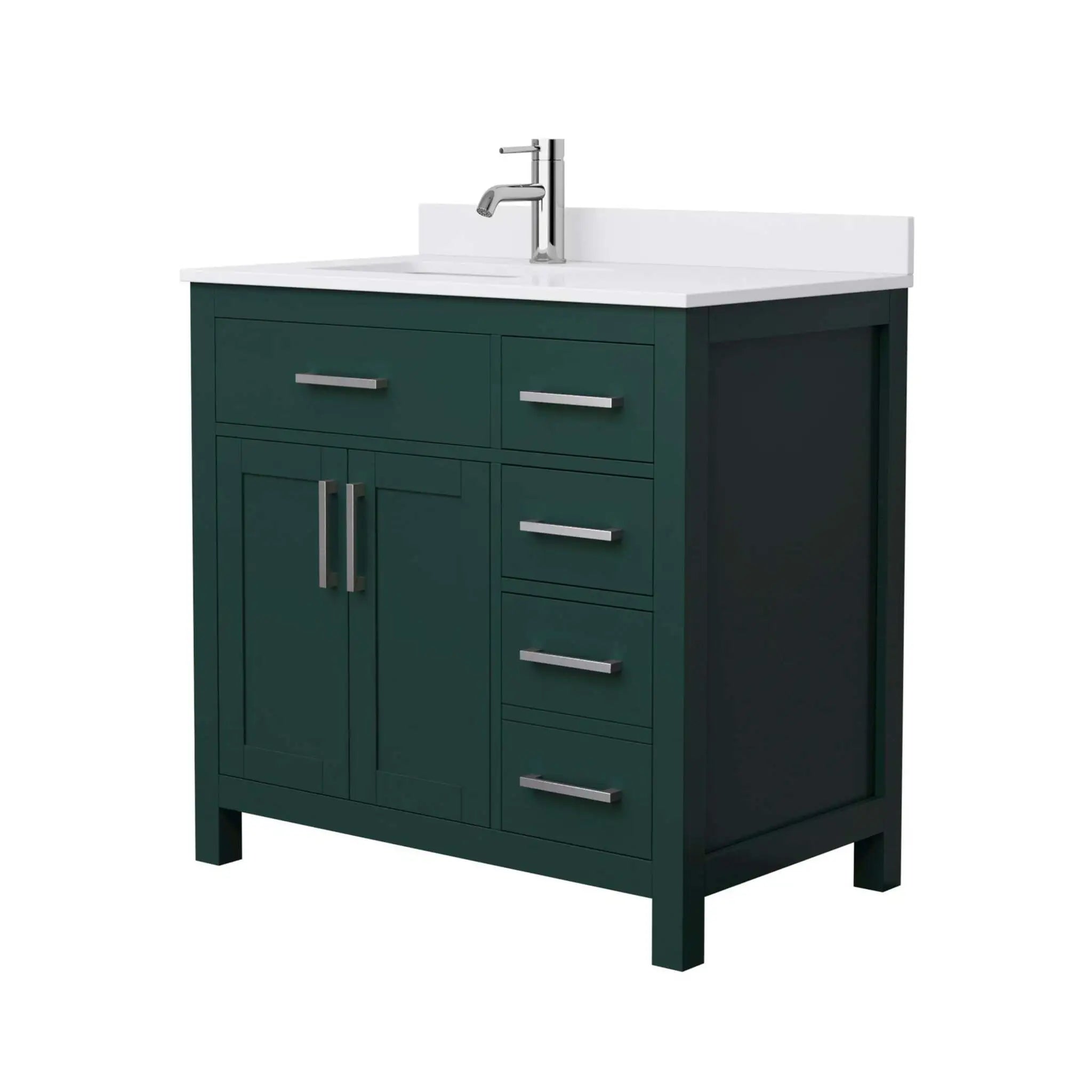 36" Beckett Single Bathroom Vanity in Green with Brushed Nickel Trim by Wyndham