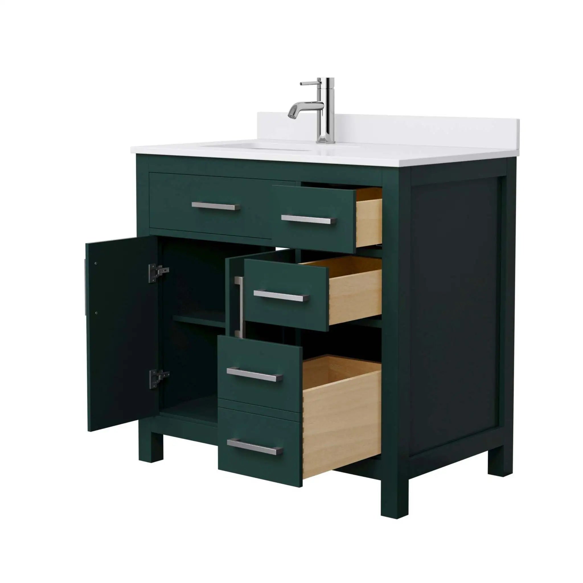 36" Beckett Single Bathroom Vanity in Green with Brushed Nickel Trim by Wyndham