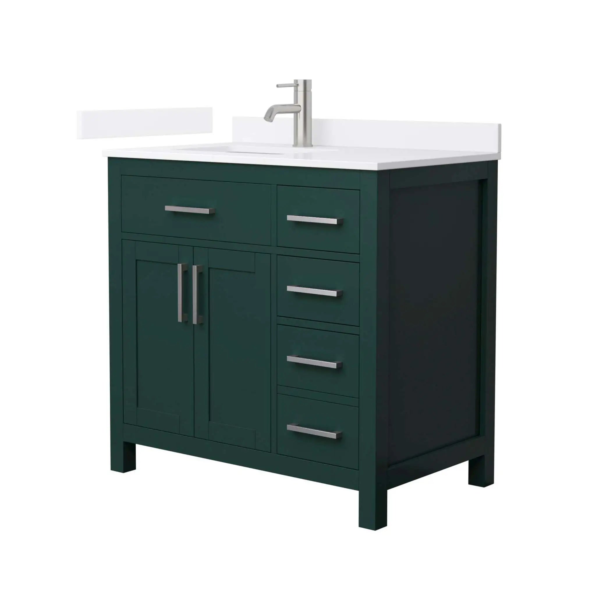 36" Beckett Single Bathroom Vanity in Green with Brushed Nickel Trim by Wyndham