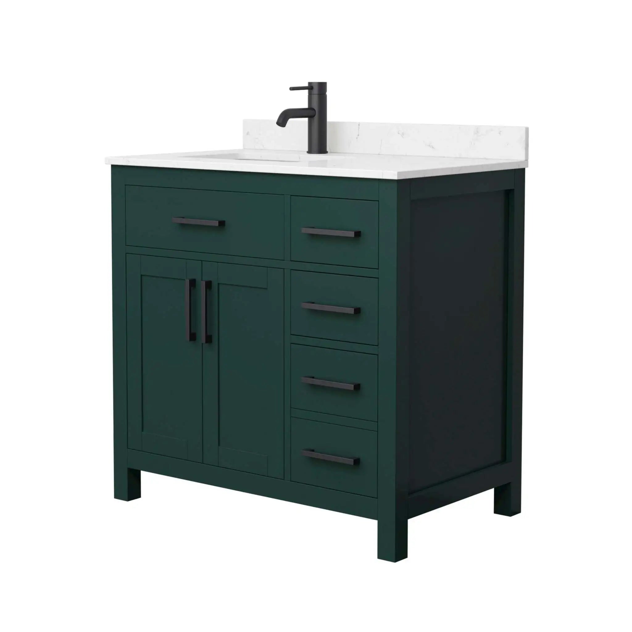 36" Beckett Single Bathroom Vanity in Green with Matte Black Trim by Wyndham