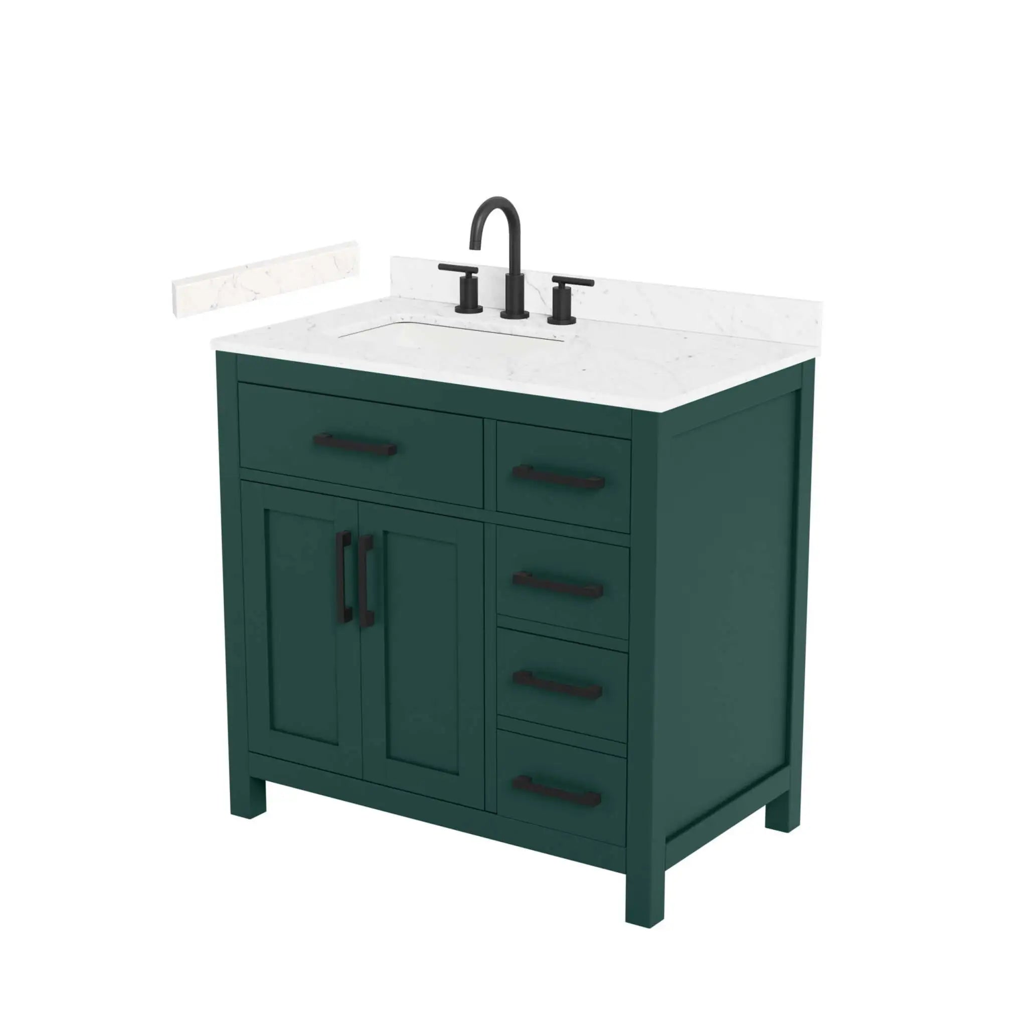 36" Beckett Single Bathroom Vanity in Green with Matte Black Trim by Wyndham