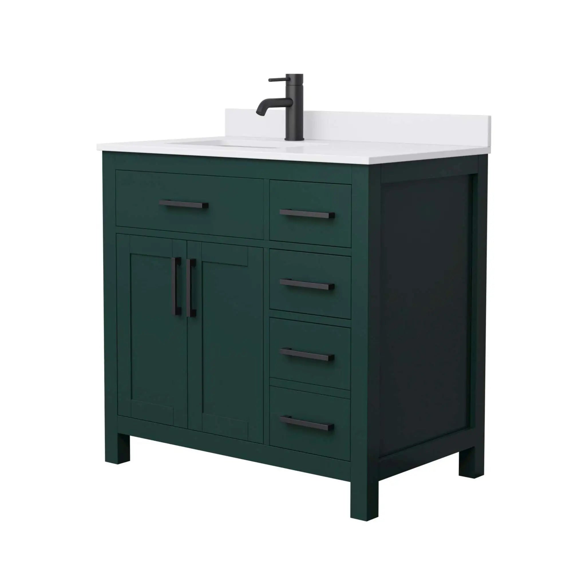 36" Beckett Single Bathroom Vanity in Green with Matte Black Trim by Wyndham