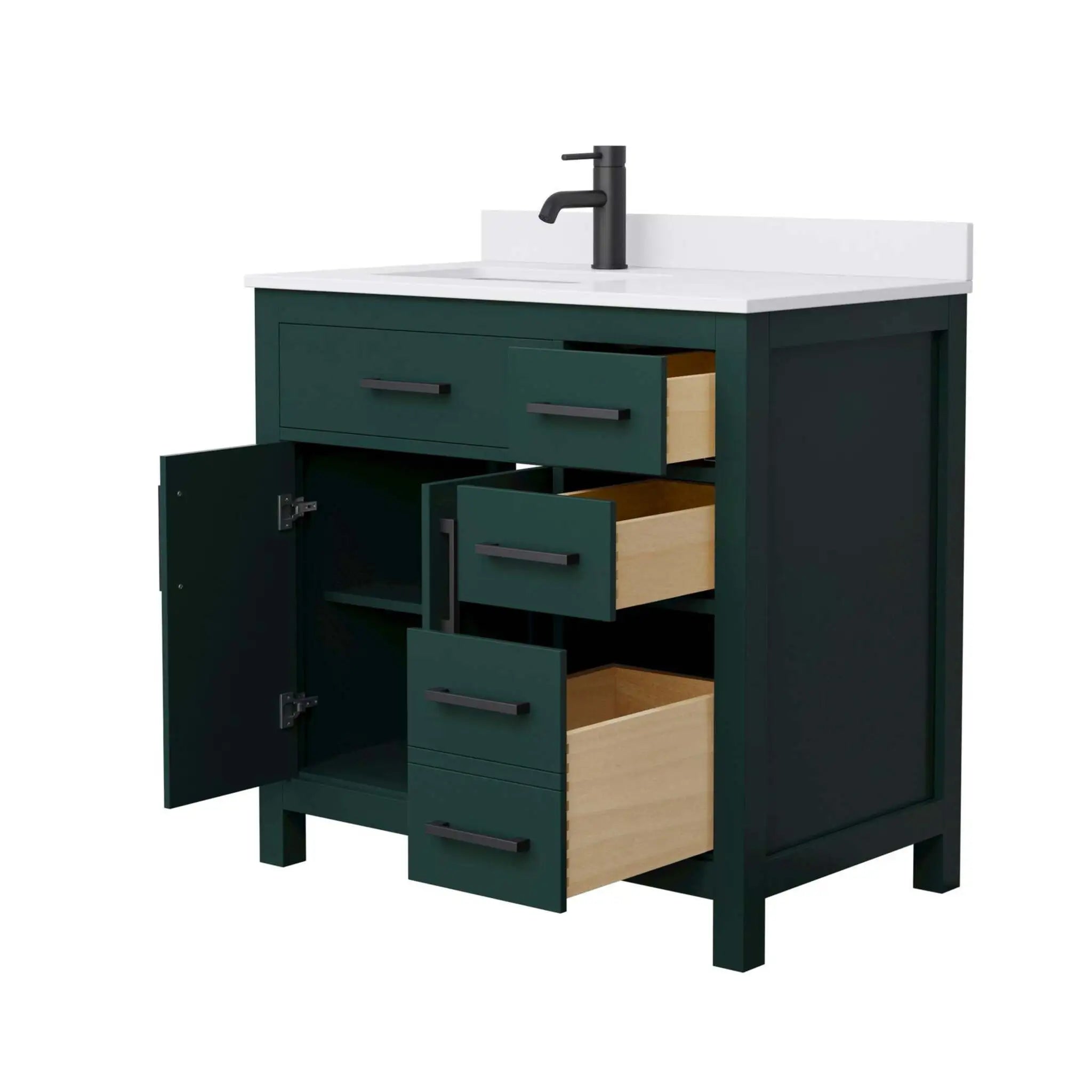 36" Beckett Single Bathroom Vanity in Green with Matte Black Trim by Wyndham