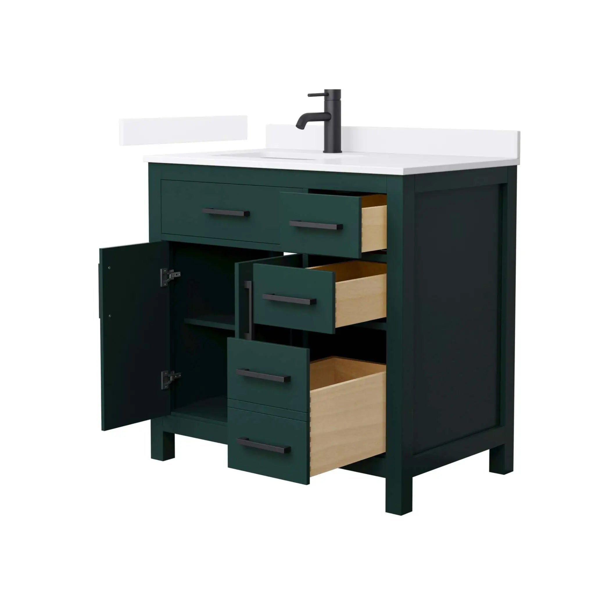 36" Beckett Single Bathroom Vanity in Green with Matte Black Trim by Wyndham