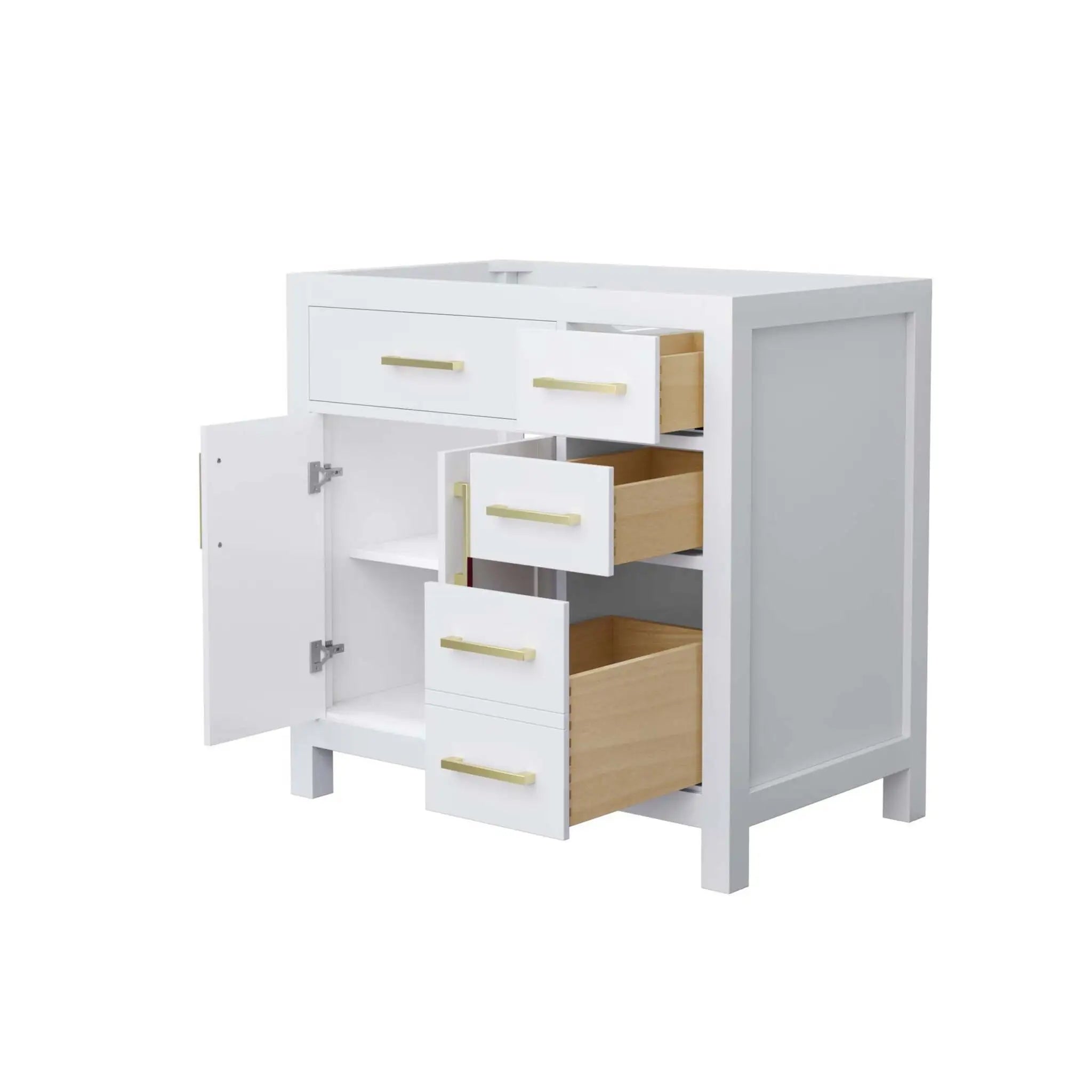 36" Beckett Single Bathroom Vanity in White with Brushed Gold Trim by Wyndham