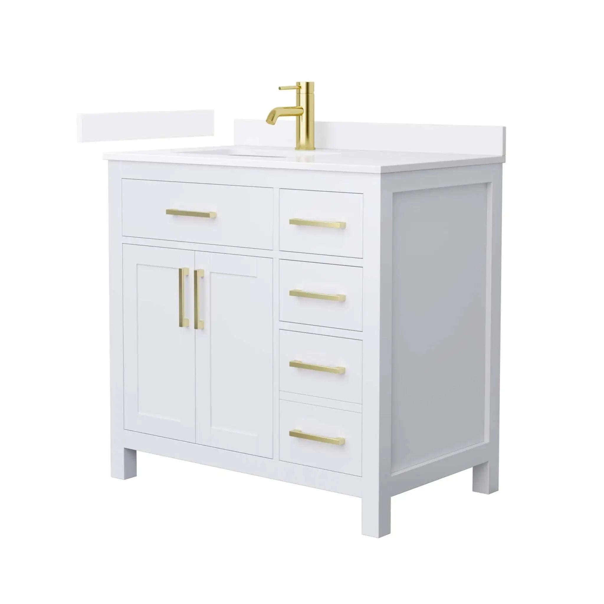 36" Beckett Single Bathroom Vanity in White with Brushed Gold Trim by Wyndham