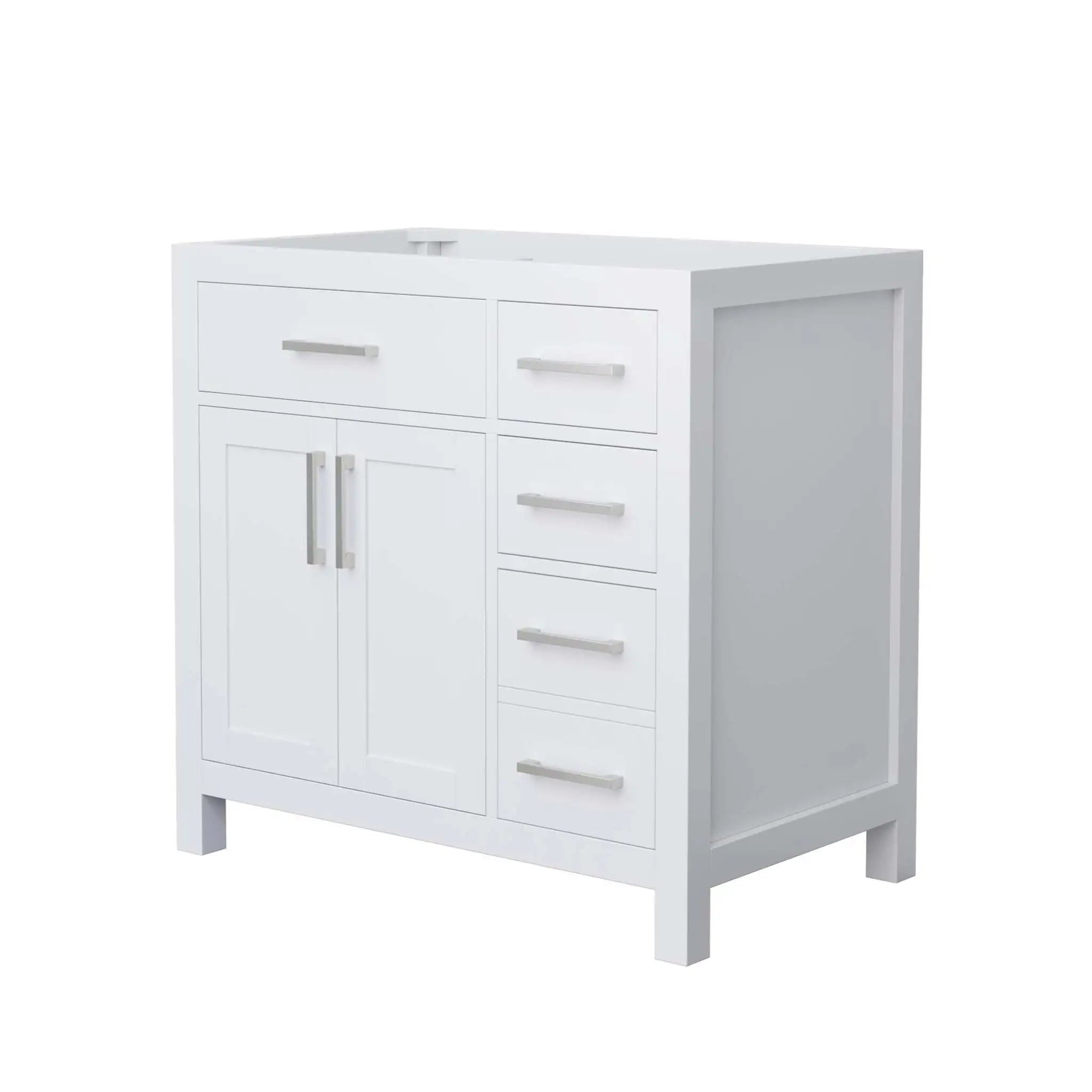 36" Beckett Single Bathroom Vanity in White with Brushed Nickel Trim by Wyndham