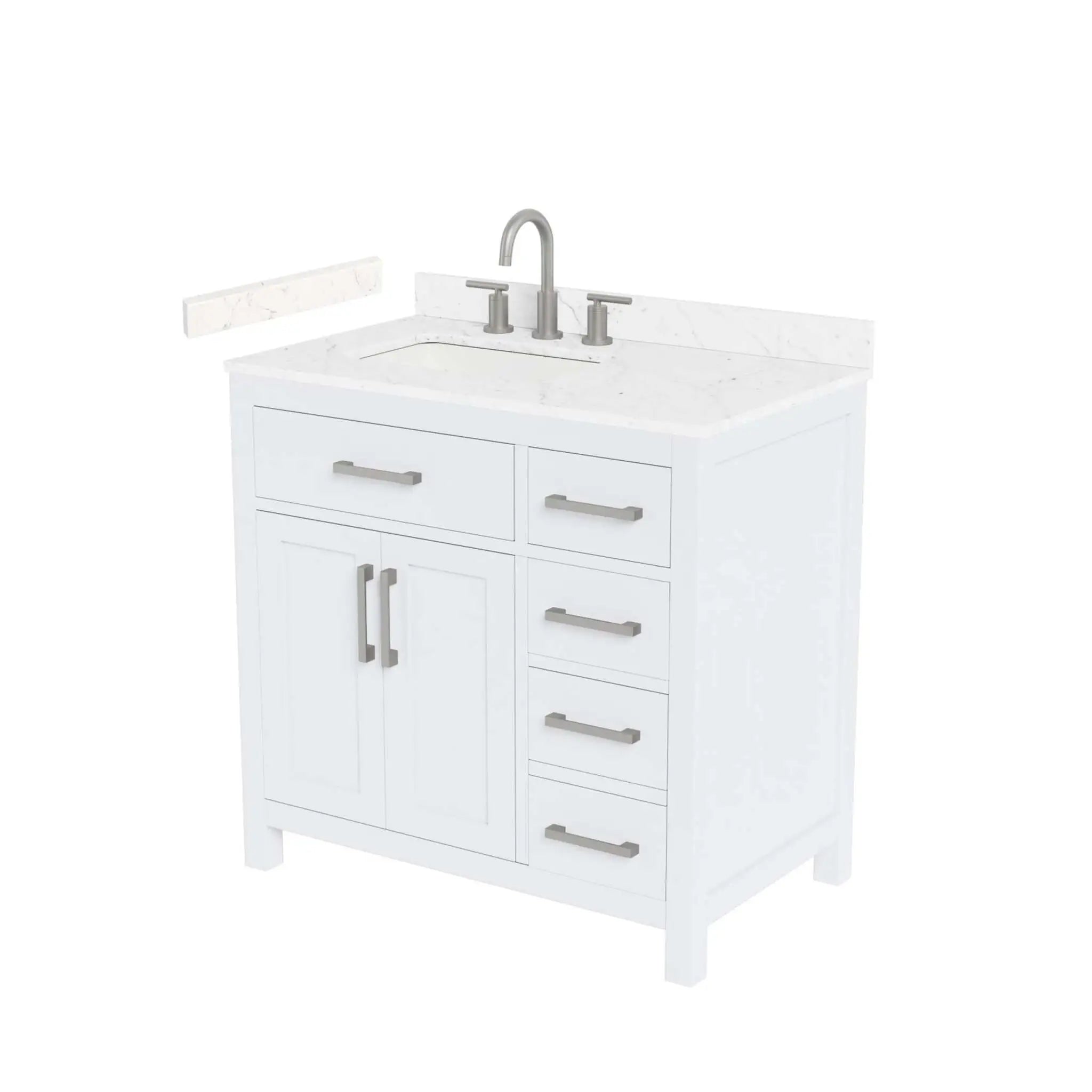36" Beckett Single Bathroom Vanity in White with Brushed Nickel Trim by Wyndham