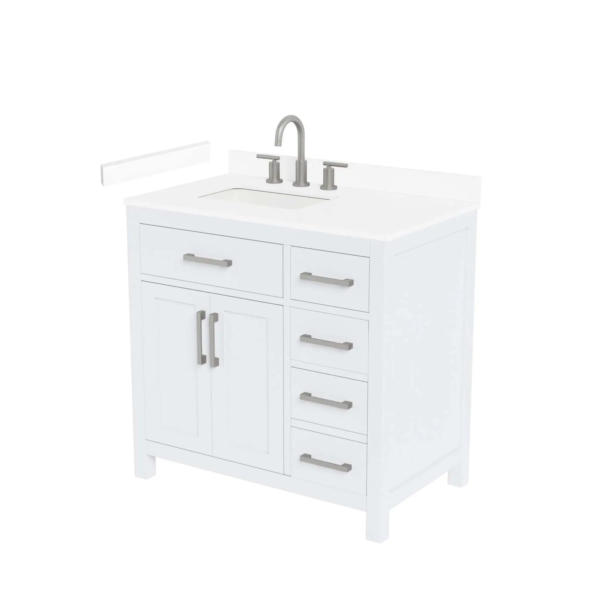 36" Beckett Single Bathroom Vanity in White with Brushed Nickel Trim by Wyndham