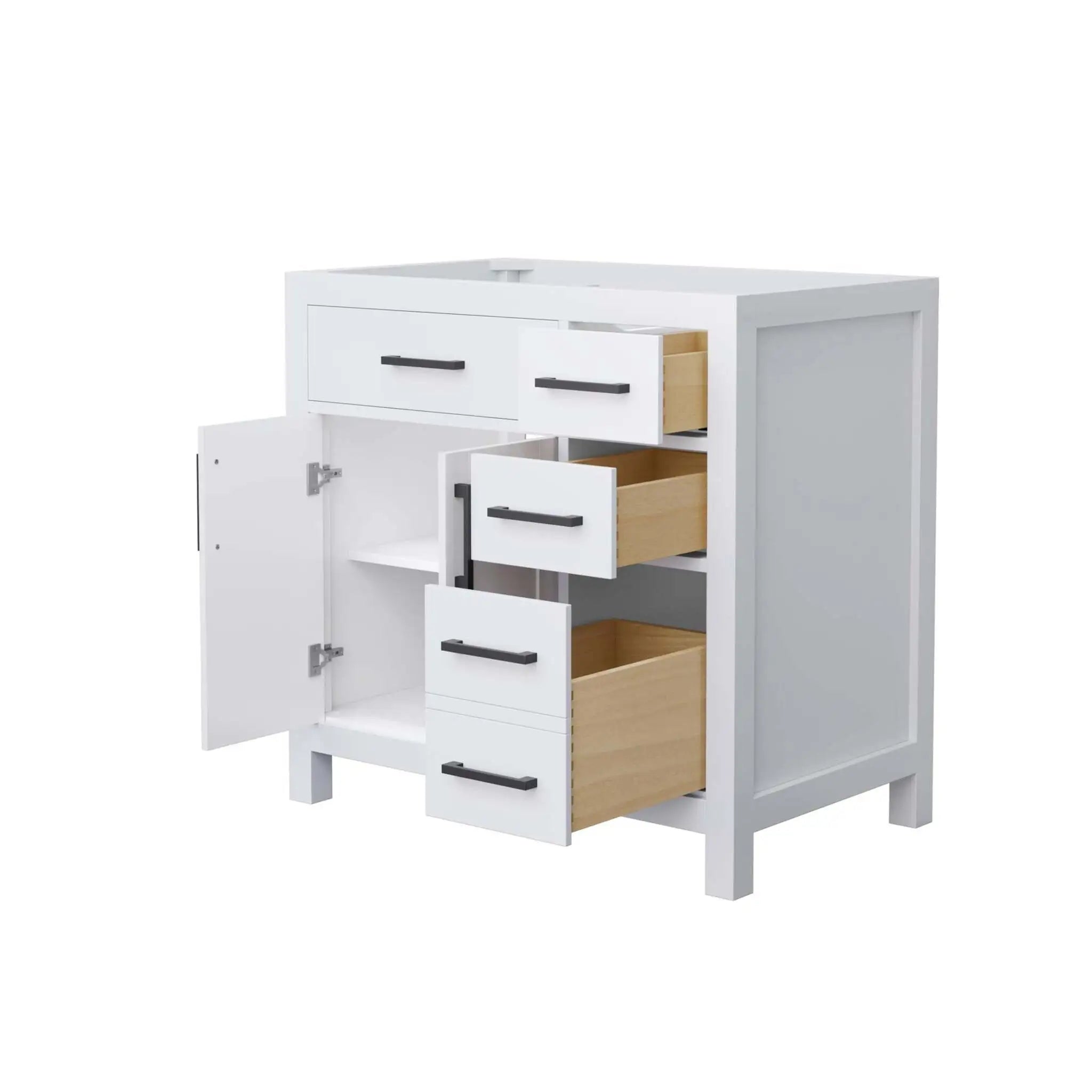 36" Beckett Single Bathroom Vanity in White with Matte Black Trim by Wyndham