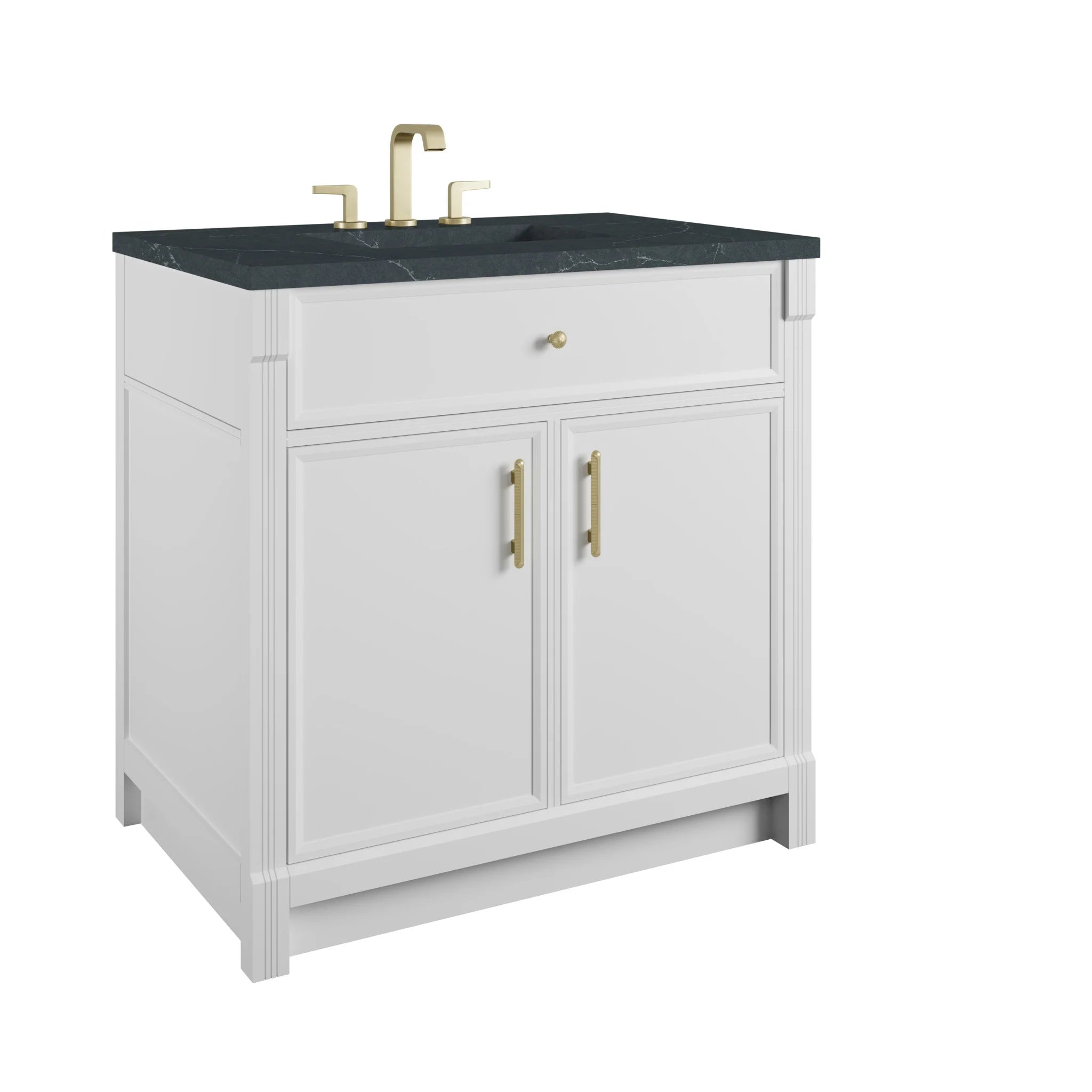 36" Bellshire Single Vanity in Bright White by James Martin Vanities-Charcoal Soapstone Silestone 9