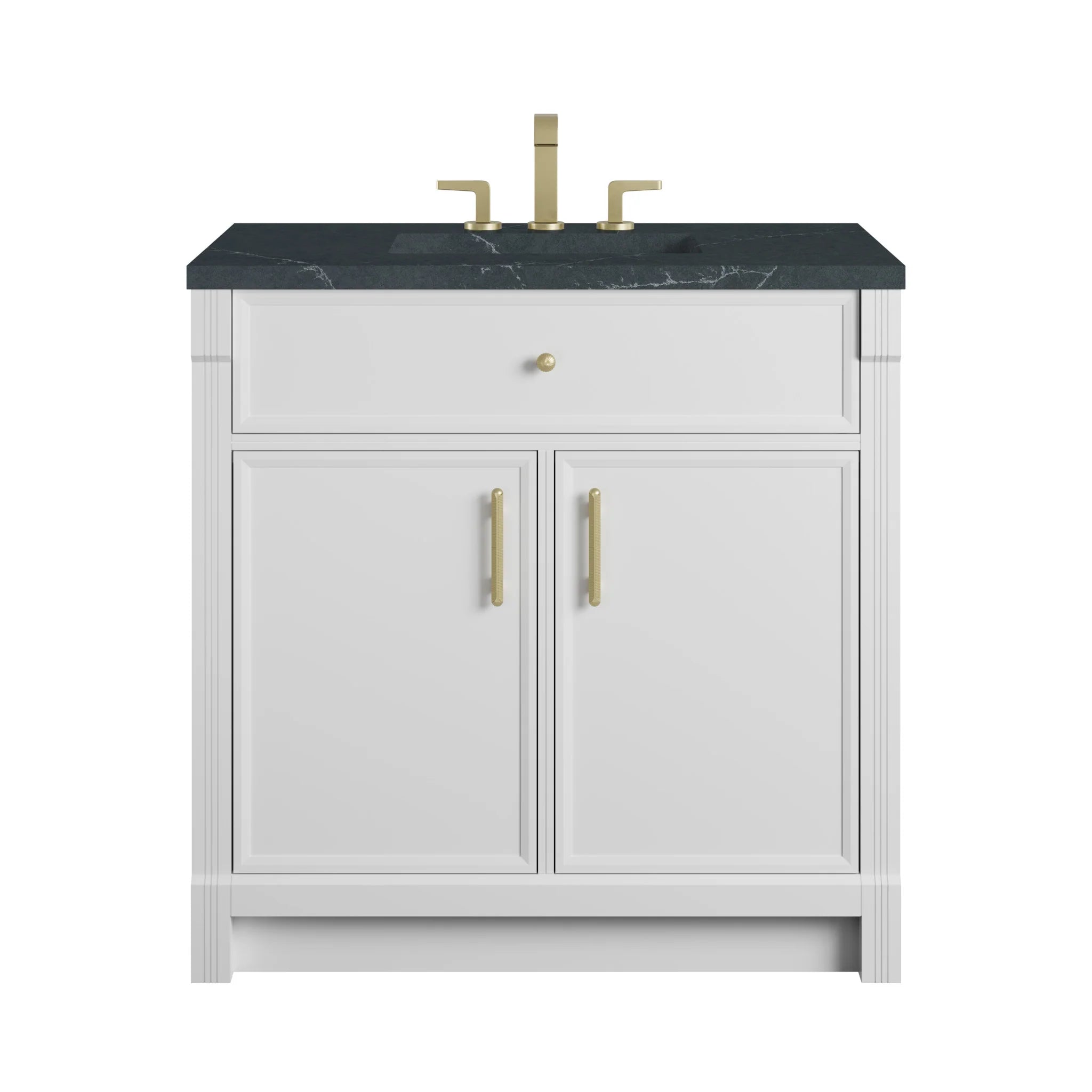 36" Bellshire Single Vanity in Bright White by James Martin Vanities-Charcoal Soapstone Silestone 