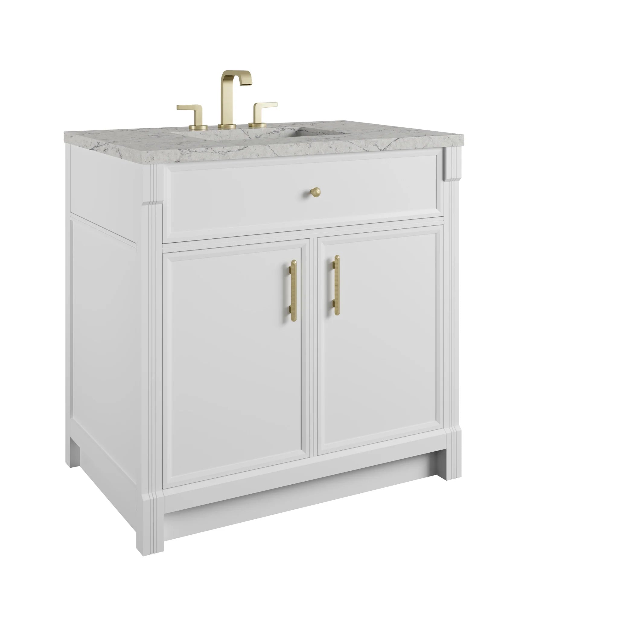36" Bellshire Single Vanity in Bright White by James Martin Vanities-Eternal Jasmine Pearl Silestone 9
