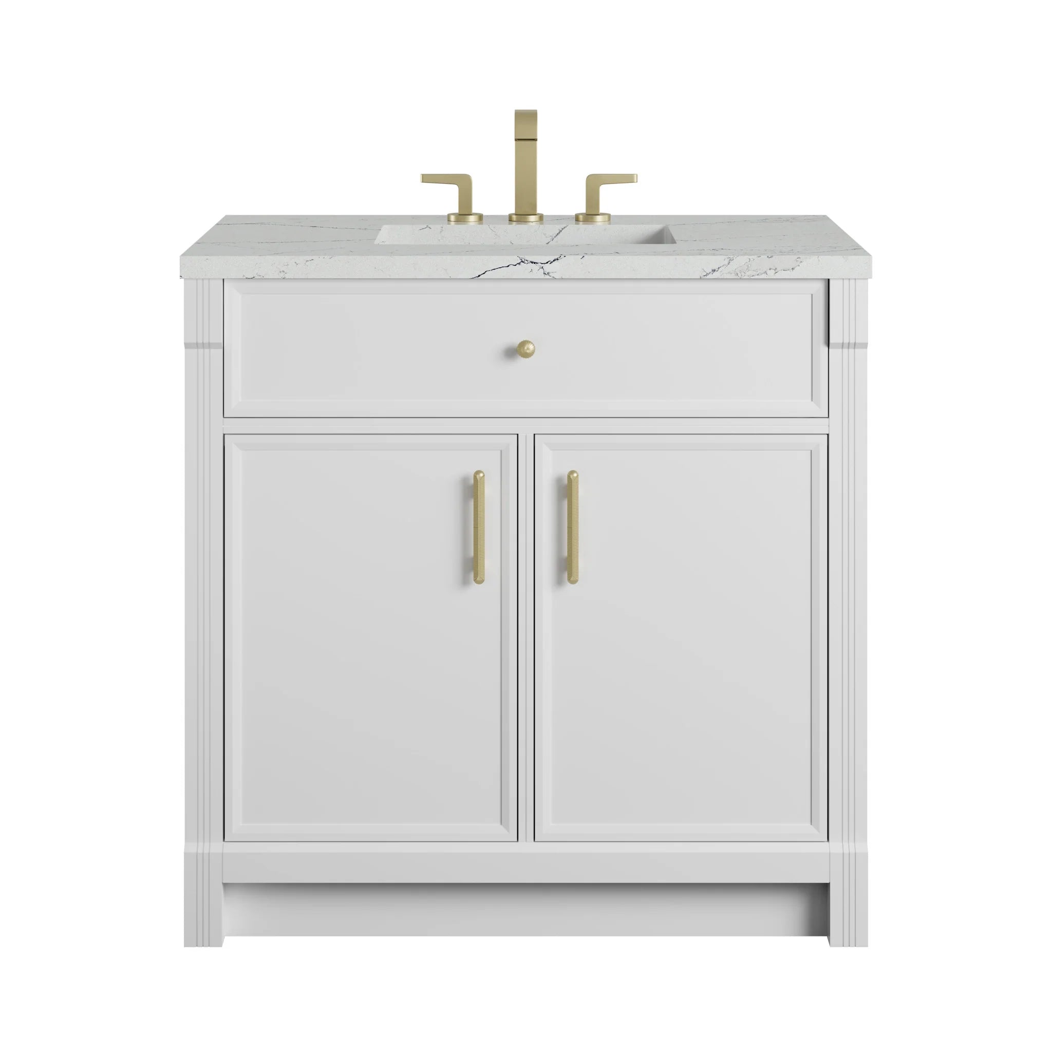 36" Bellshire Single Vanity in Bright White by James Martin Vanities-Ethereal Noctis Silestone 