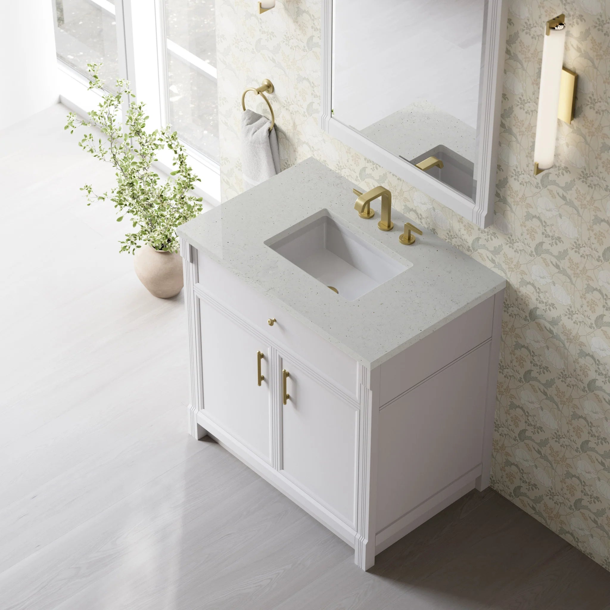 36" Bellshire Single Vanity in Bright White by James Martin Vanities-Lime Delight Silestone 5