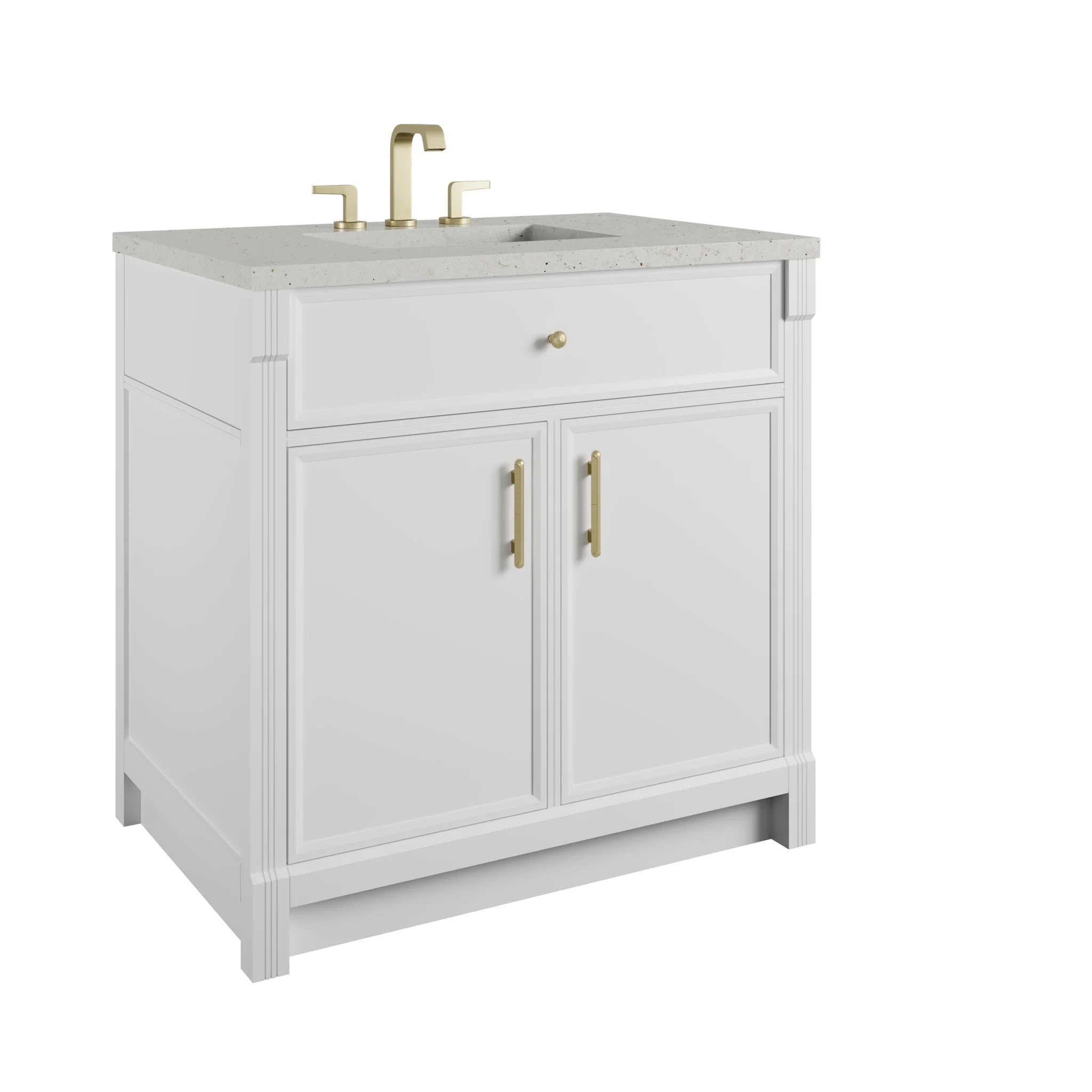 36" Bellshire Single Vanity in Bright White by James Martin Vanities-Lime Delight Silestone 9