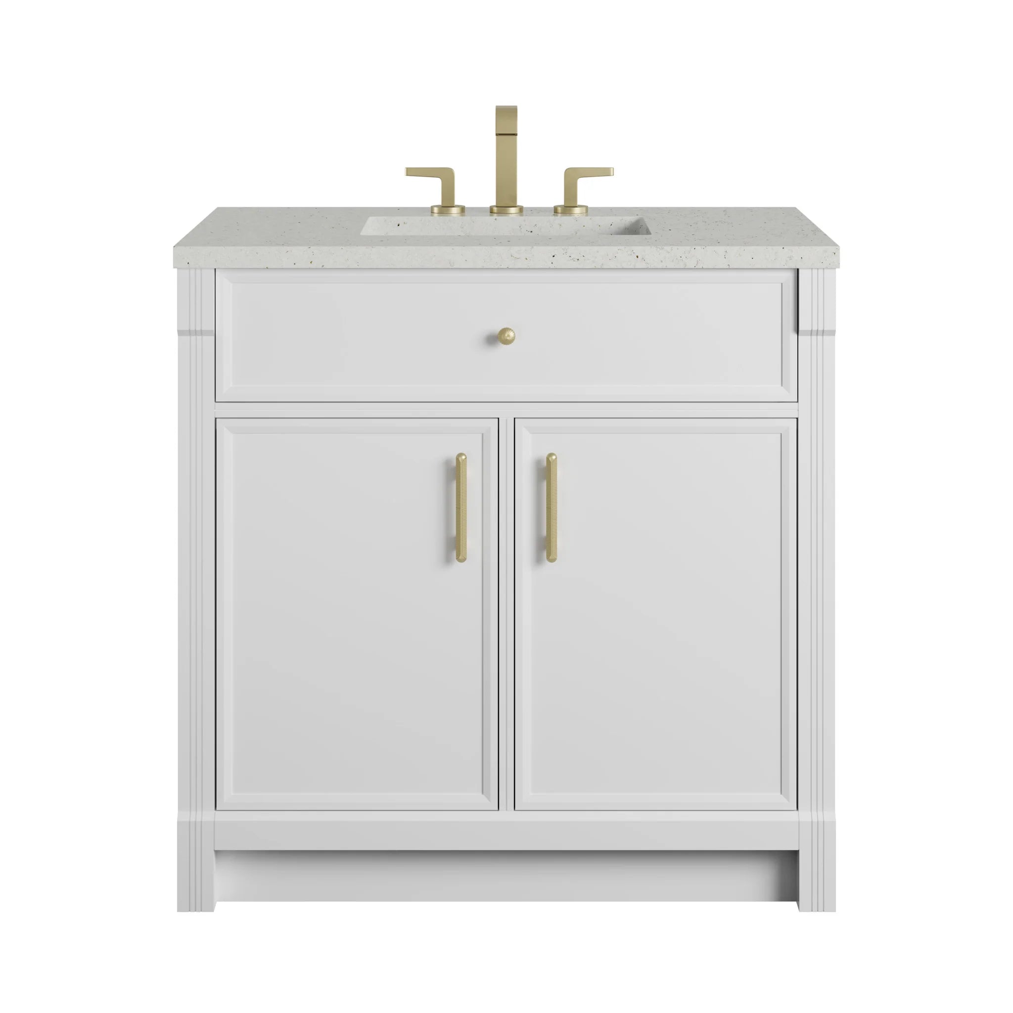 36" Bellshire Single Vanity in Bright White by James Martin Vanities-Lime Delight Silestone 