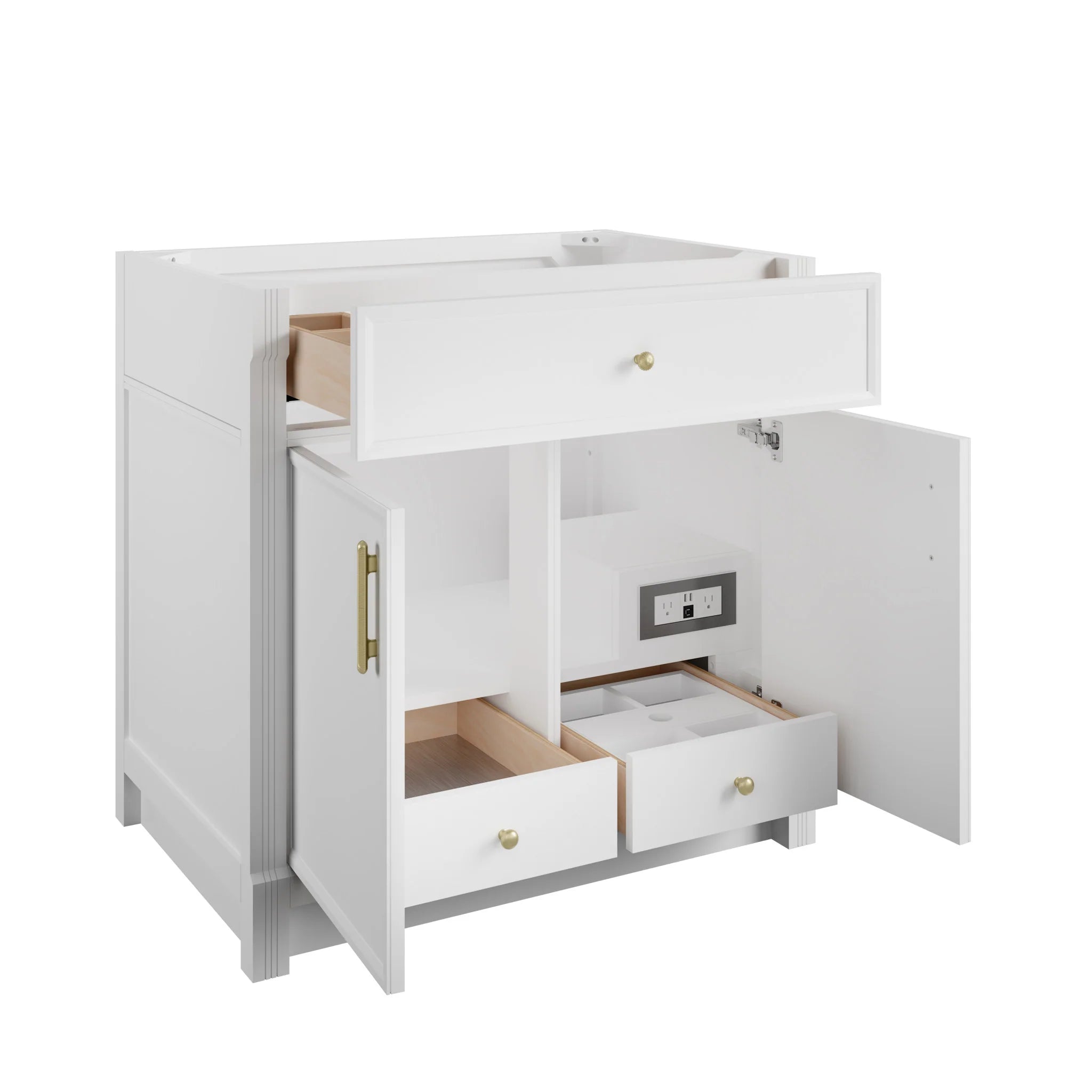 36" Bellshire Single Vanity in Bright White by James Martin Vanities-Victorian Silver Silestone 6