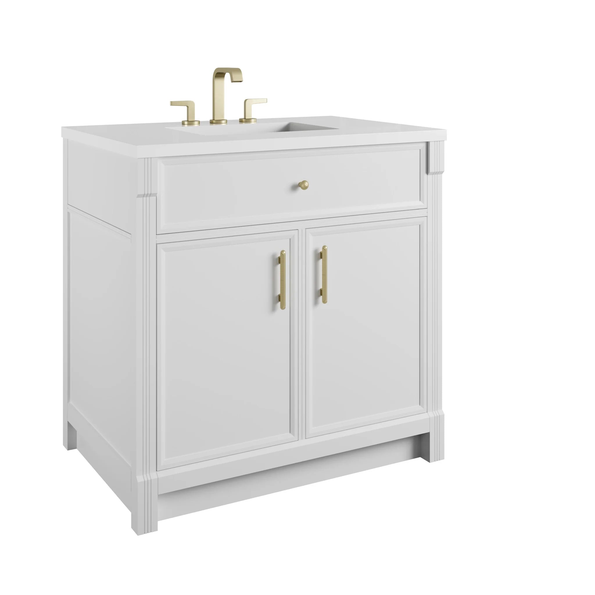 36" Bellshire Single Vanity in Bright White by James Martin Vanities-White Zeus Silestone 12