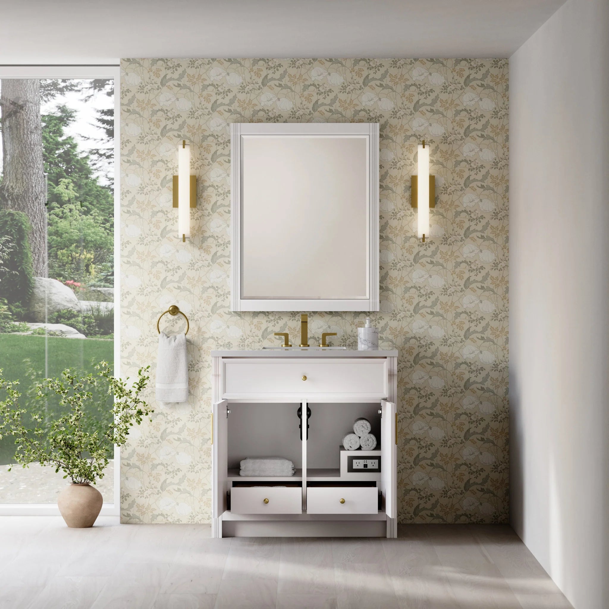36" Bellshire Single Vanity in Bright White by James Martin Vanities-White Zeus Silestone 6