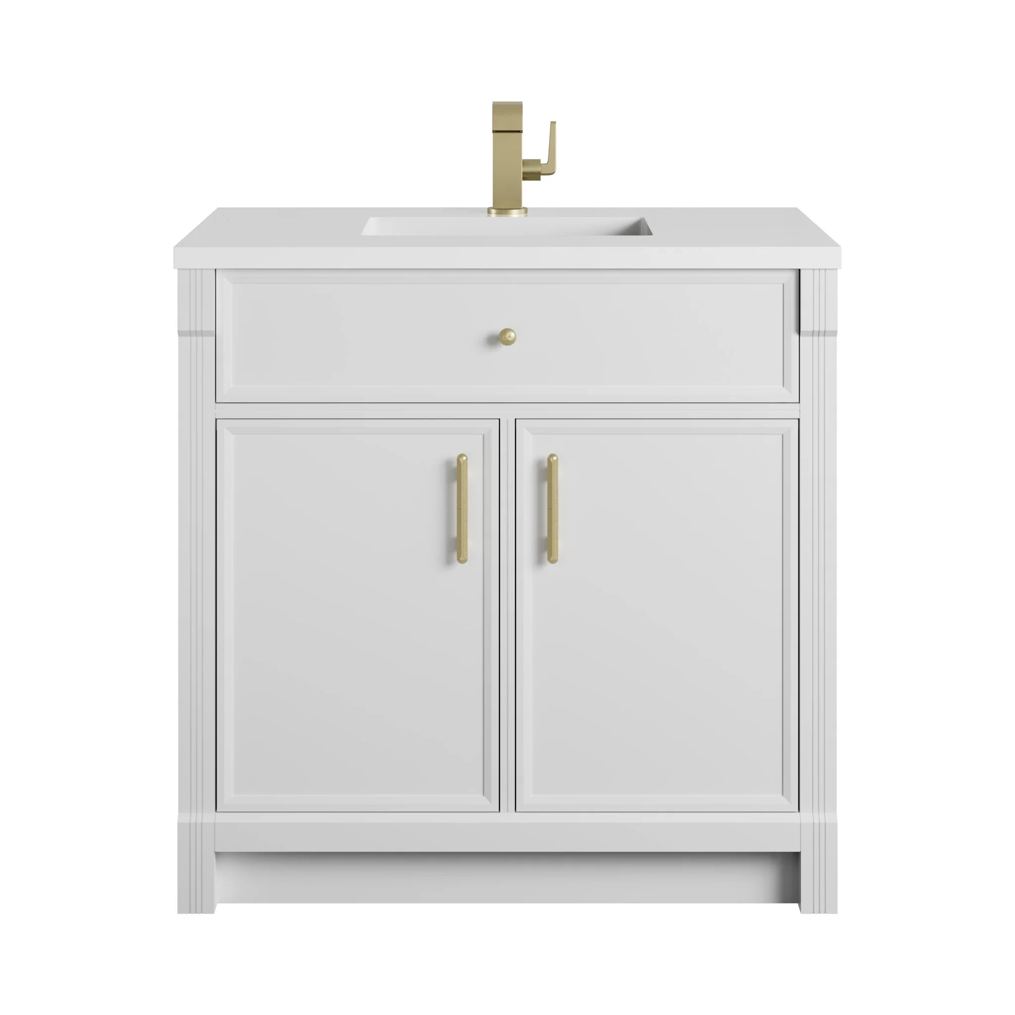 36" Bellshire Single Vanity in Bright White by James Martin Vanities-White Zeus Silestone & Backsplash 1