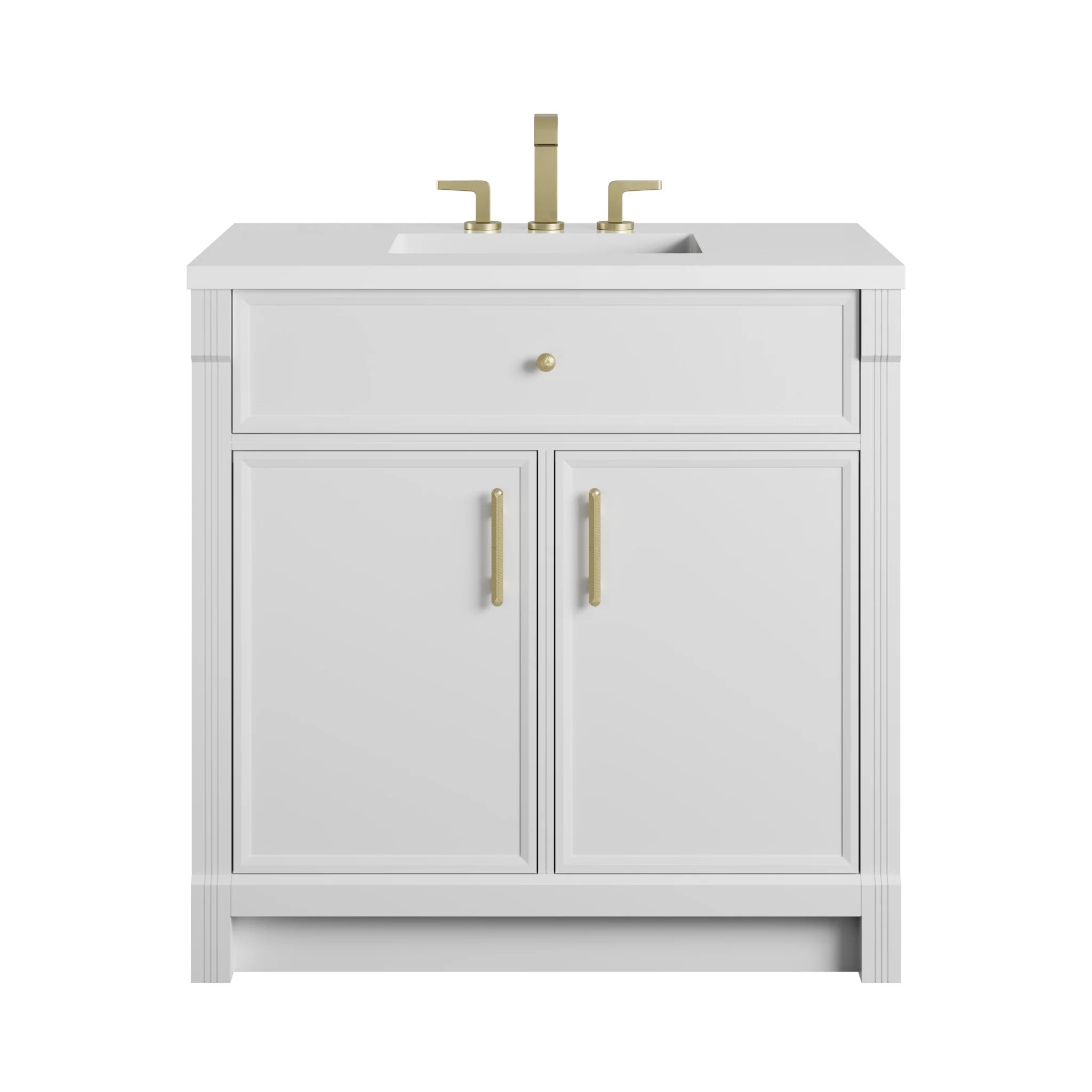 36" Bellshire Single Vanity in Bright White by James Martin Vanities-White Zeus Silestone 