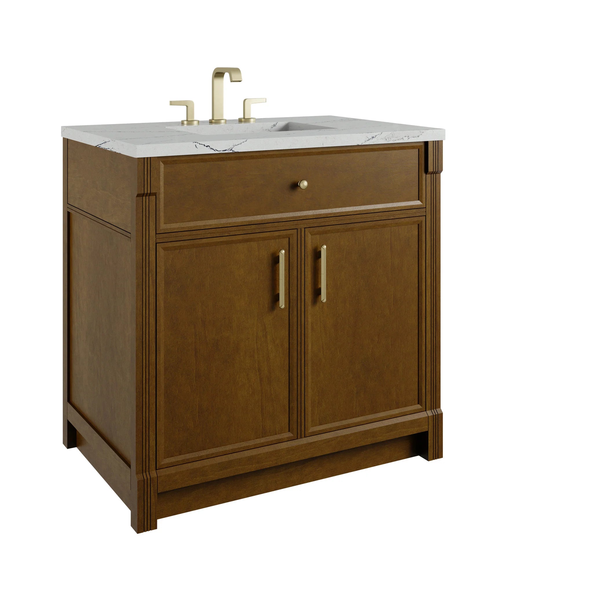 36" Bellshire Single Vanity in Honey Oak by James Martin Vanities-Ethereal Noctis Silestone 9