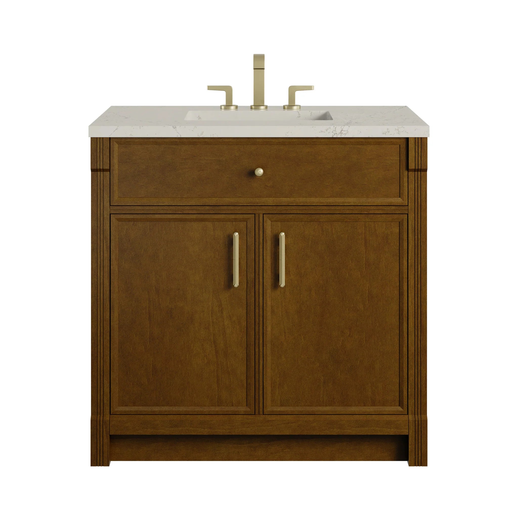 36" Bellshire Single Vanity in Honey Oak by James Martin Vanities-Siberian Silestone 