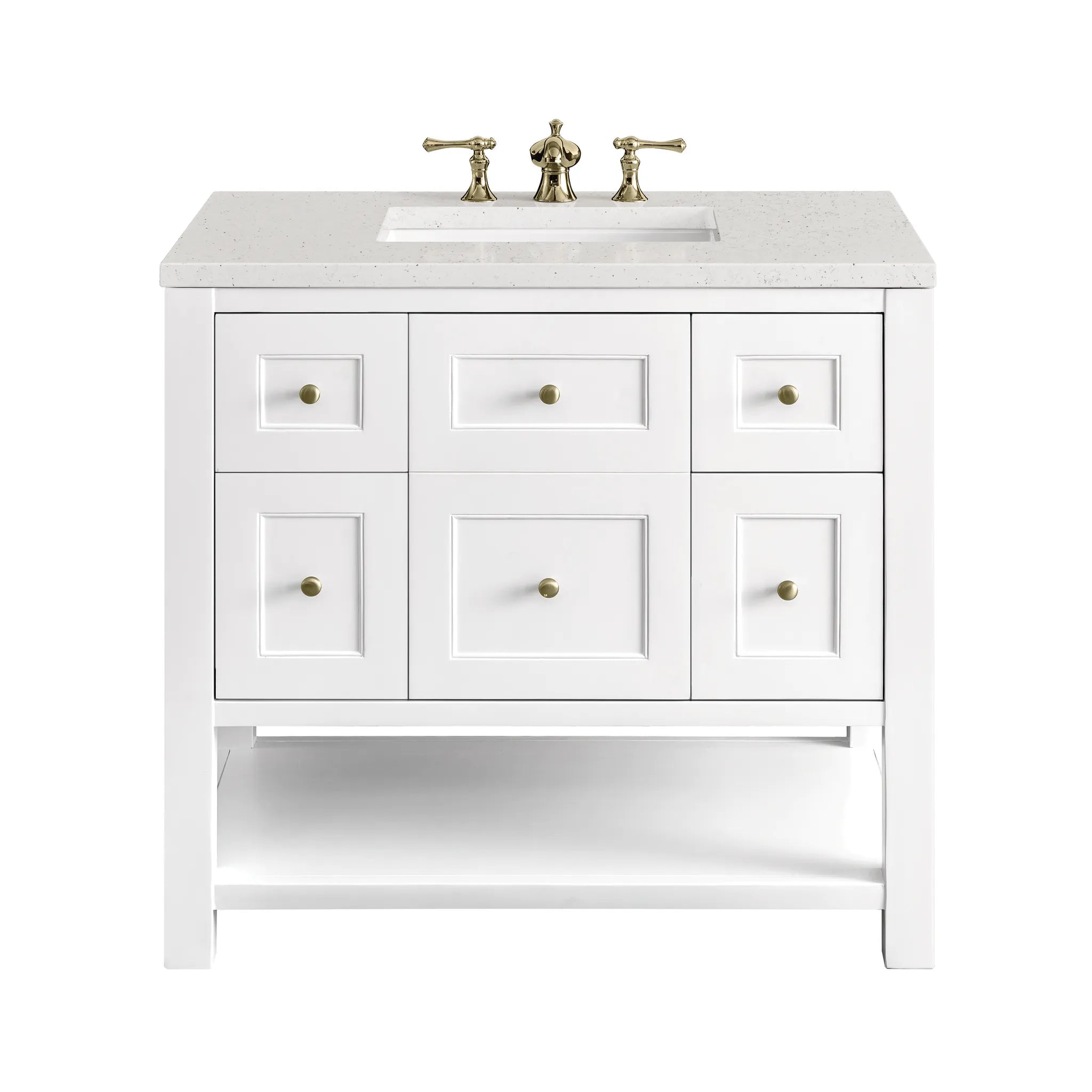 36" Breckenridge Single Vanity in Bright White-Lime Delight Silestone-8" Widespread image