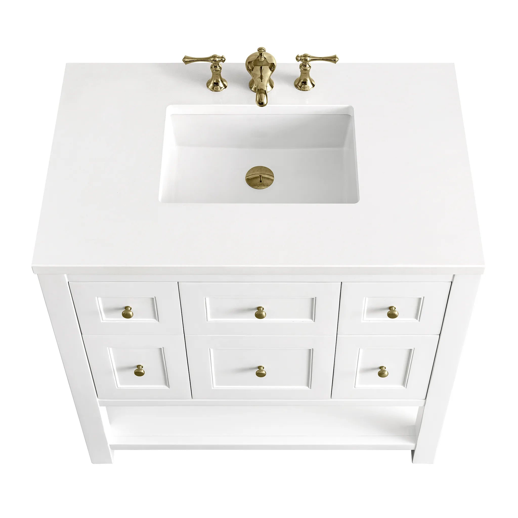 36" Breckenridge Single Vanity in Bright White-White Zeus Silestone-8" Widespread image 6