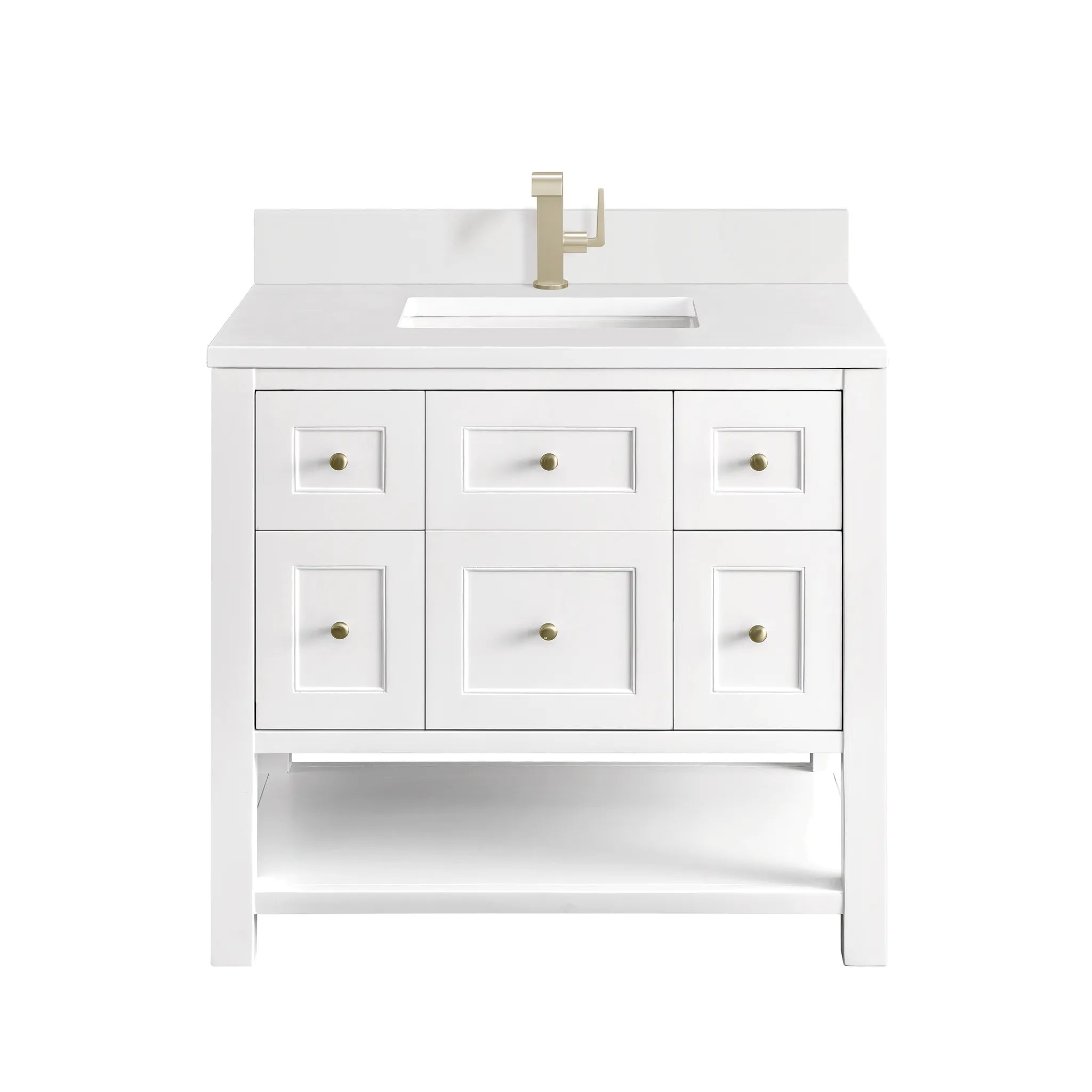 36" Breckenridge Single Vanity in Bright White-White Zeus Silestone & Backsplash-Single Hole image