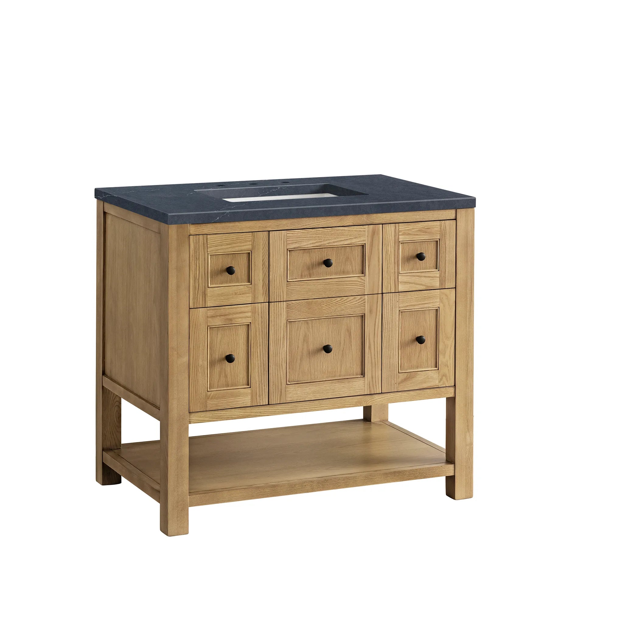 36" Breckenridge Single Vanity in Light Natural Oak-Charcoal Soapstone Silestone-8" Widespread image 5