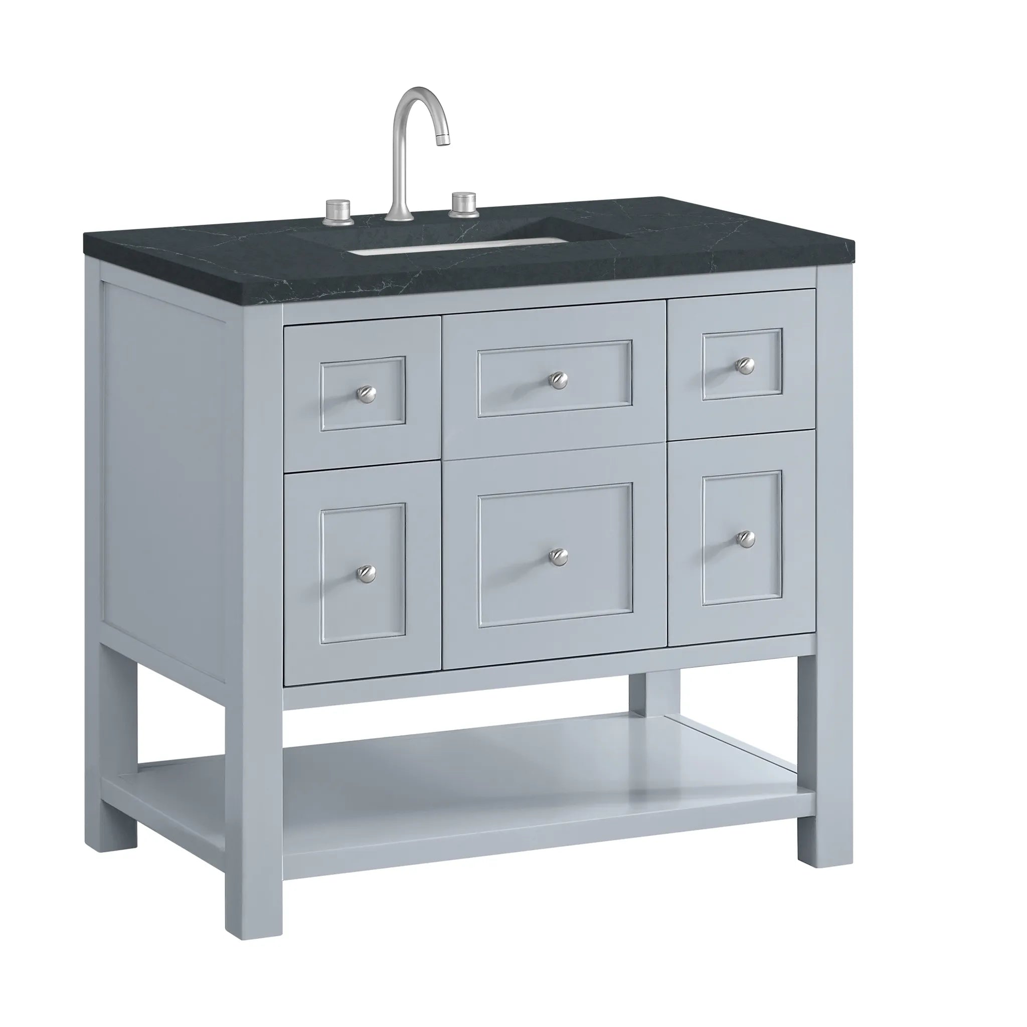 36" Breckenridge Single Vanity in Serenity Blue-Charcoal Soapstone Silestone-8" Widespread image 9