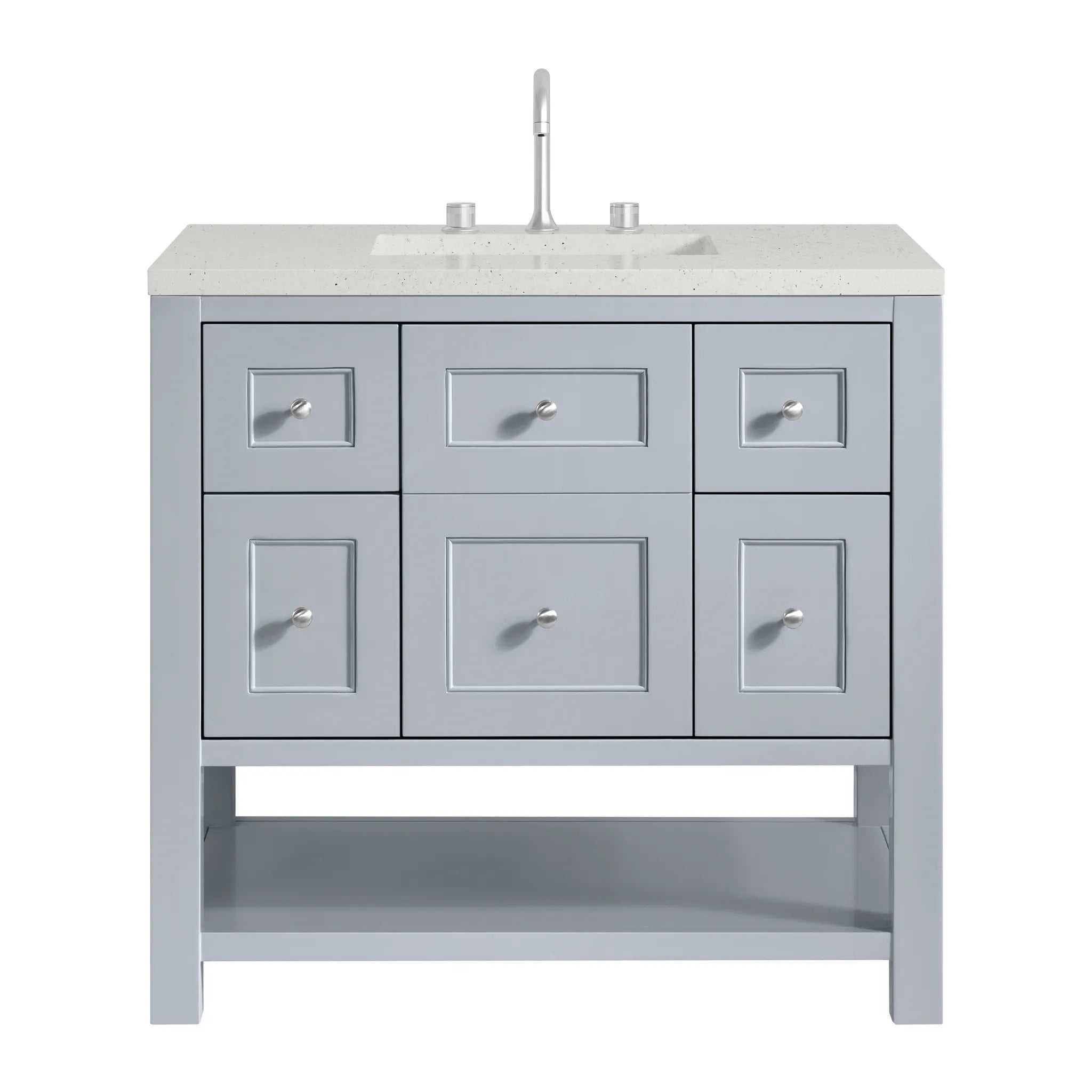 36" Breckenridge Single Vanity in Serenity Blue-Lime Delight Silestone-8" Widespread image