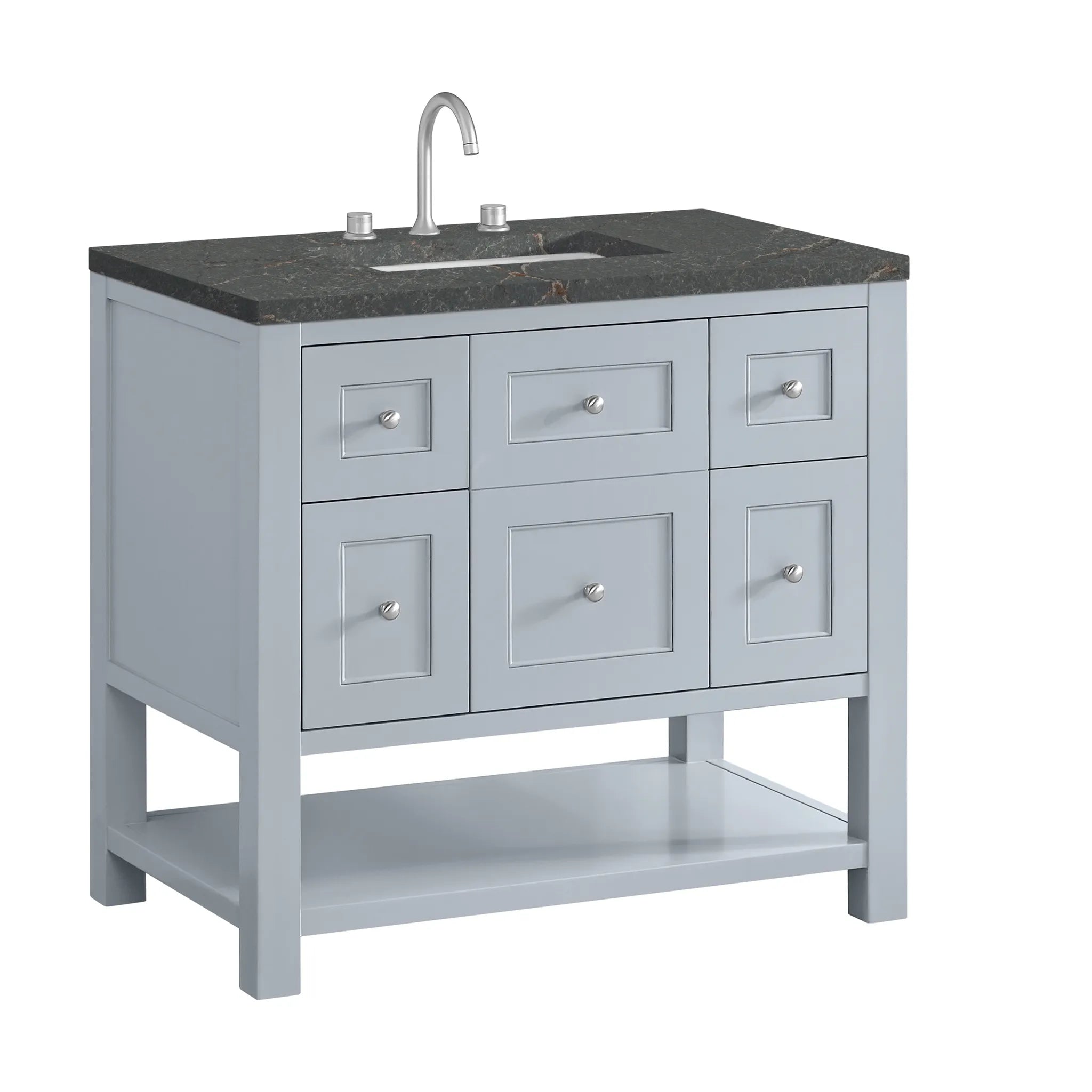 36" Breckenridge Single Vanity in Serenity Blue-Parisien Bleu Silestone-8" Widespread image 9
