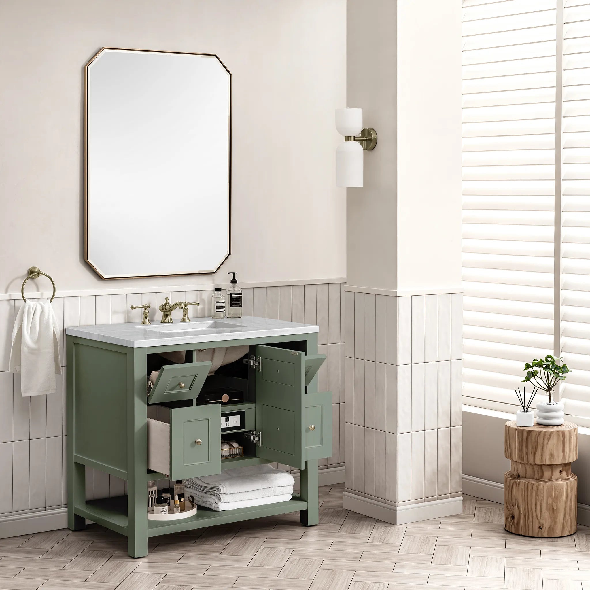 36" Breckenridge Single Vanity in Smokey Celadon-Cabinet Only-Not Available image 2