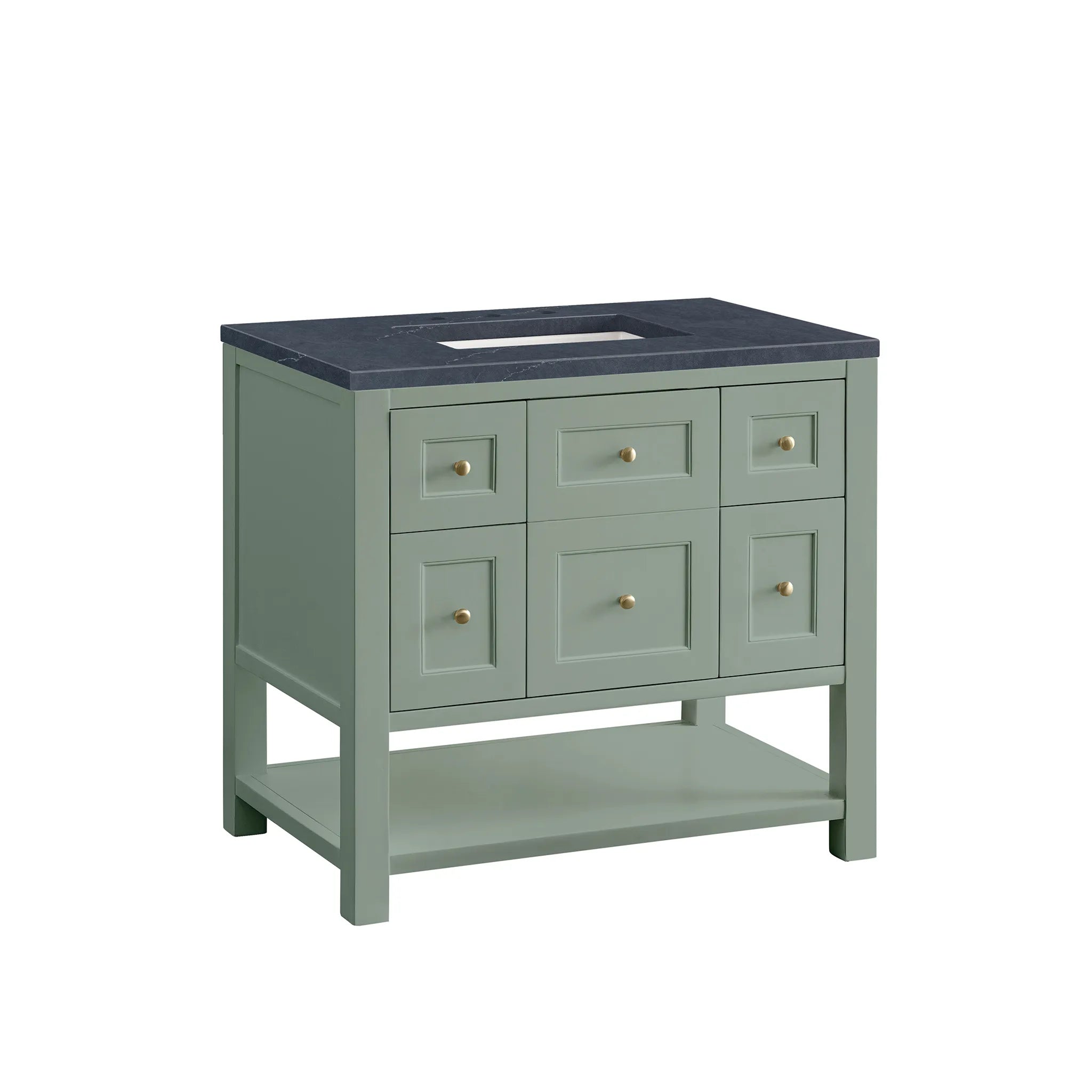 36" Breckenridge Single Vanity in Smokey Celadon-Charcoal Soapstone Silestone-8" Widespread image 5