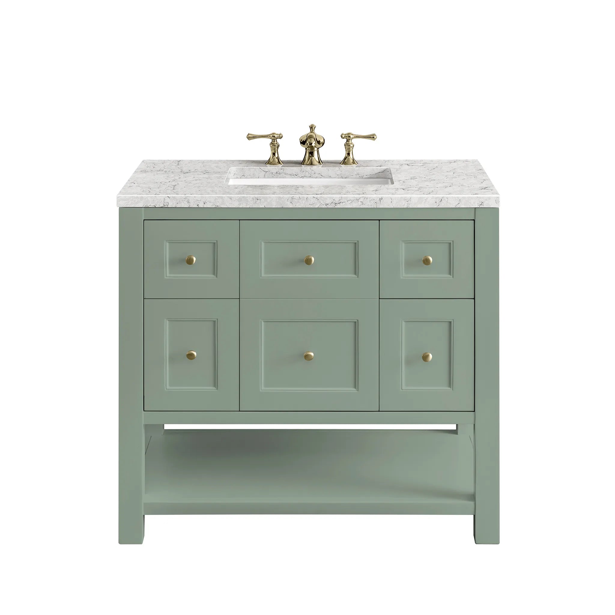 36" Breckenridge Single Vanity in Smokey Celadon-Eternal Jasmine Pearl Silestone-8" Widespread image