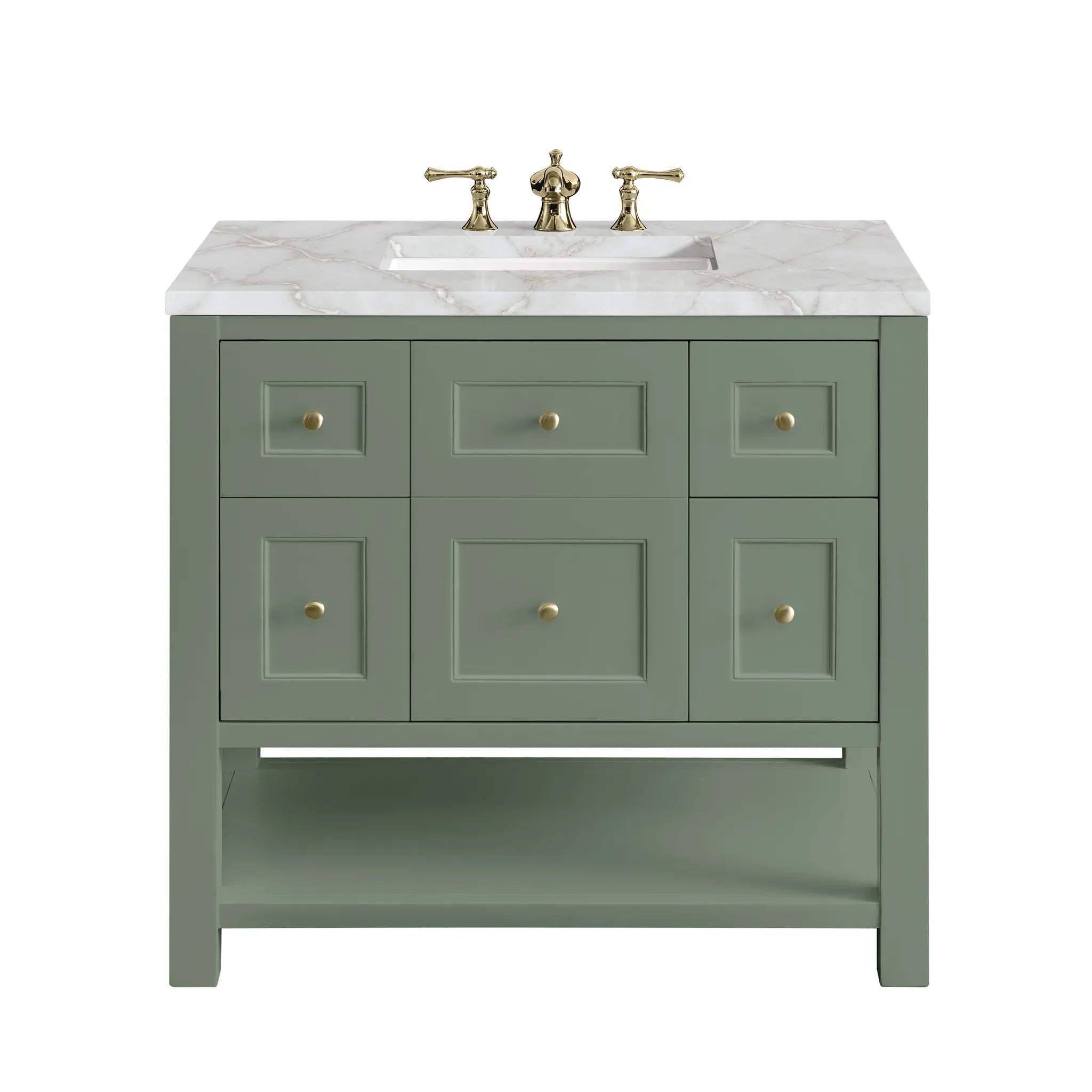 36" Breckenridge Single Vanity in Smokey Celadon-Victorian Silver Silestone-8" Widespread image
