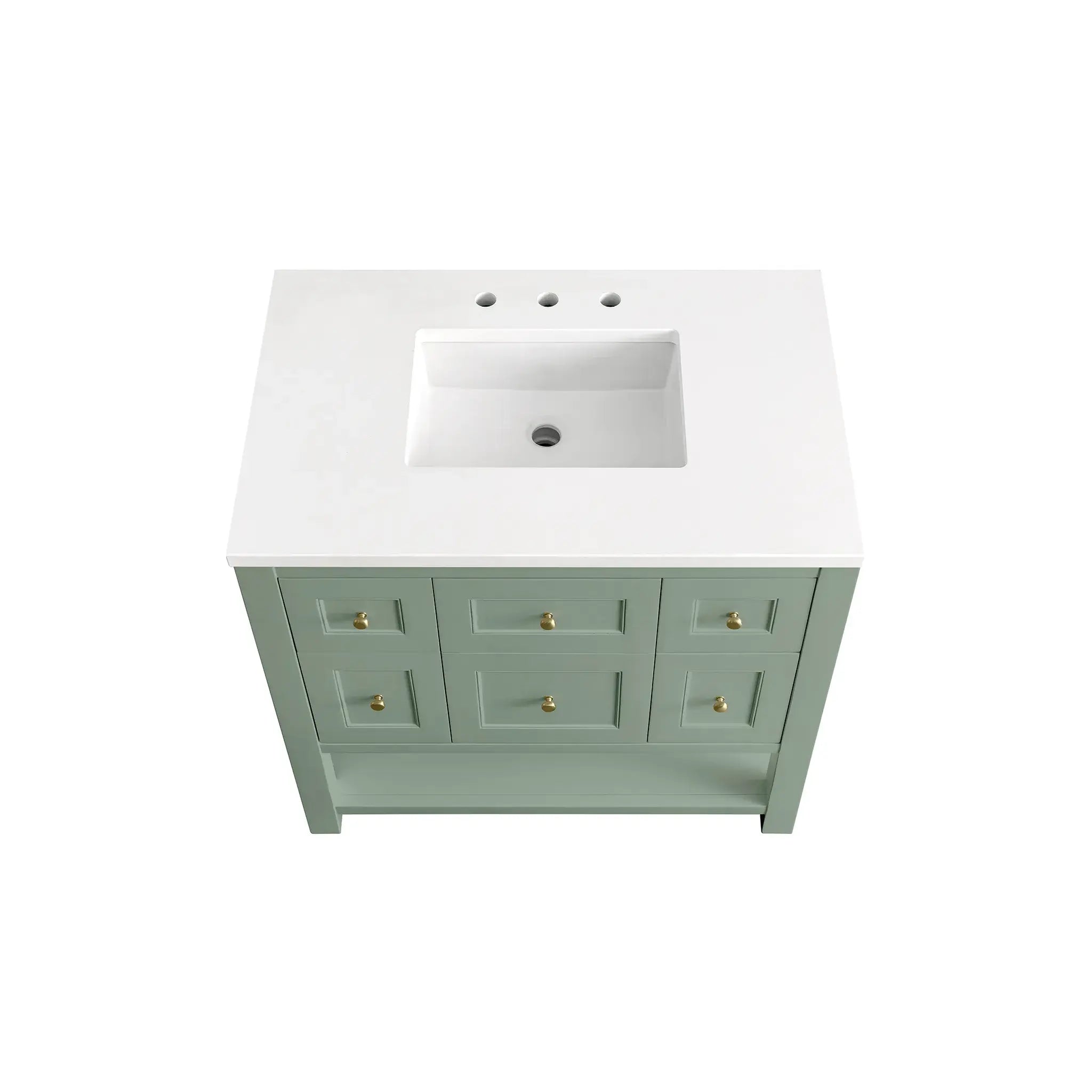 36" Breckenridge Single Vanity in Smokey Celadon-White Zeus Silestone-8" Widespread image 4
