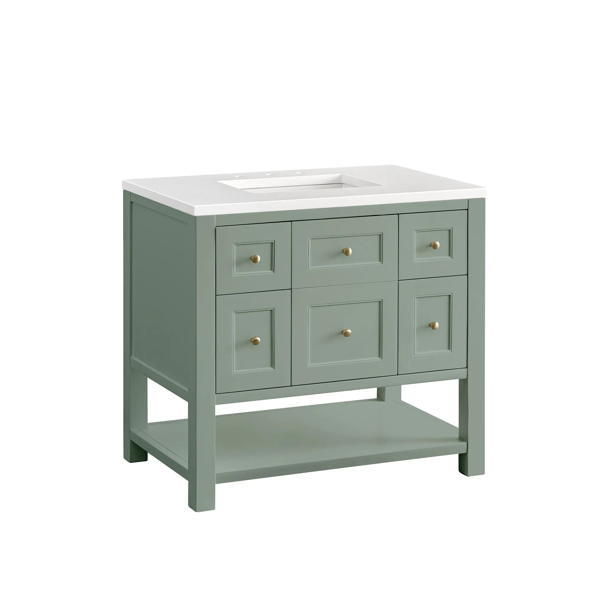 36" Breckenridge Single Vanity in Smokey Celadon-White Zeus Silestone-8" Widespread image 7