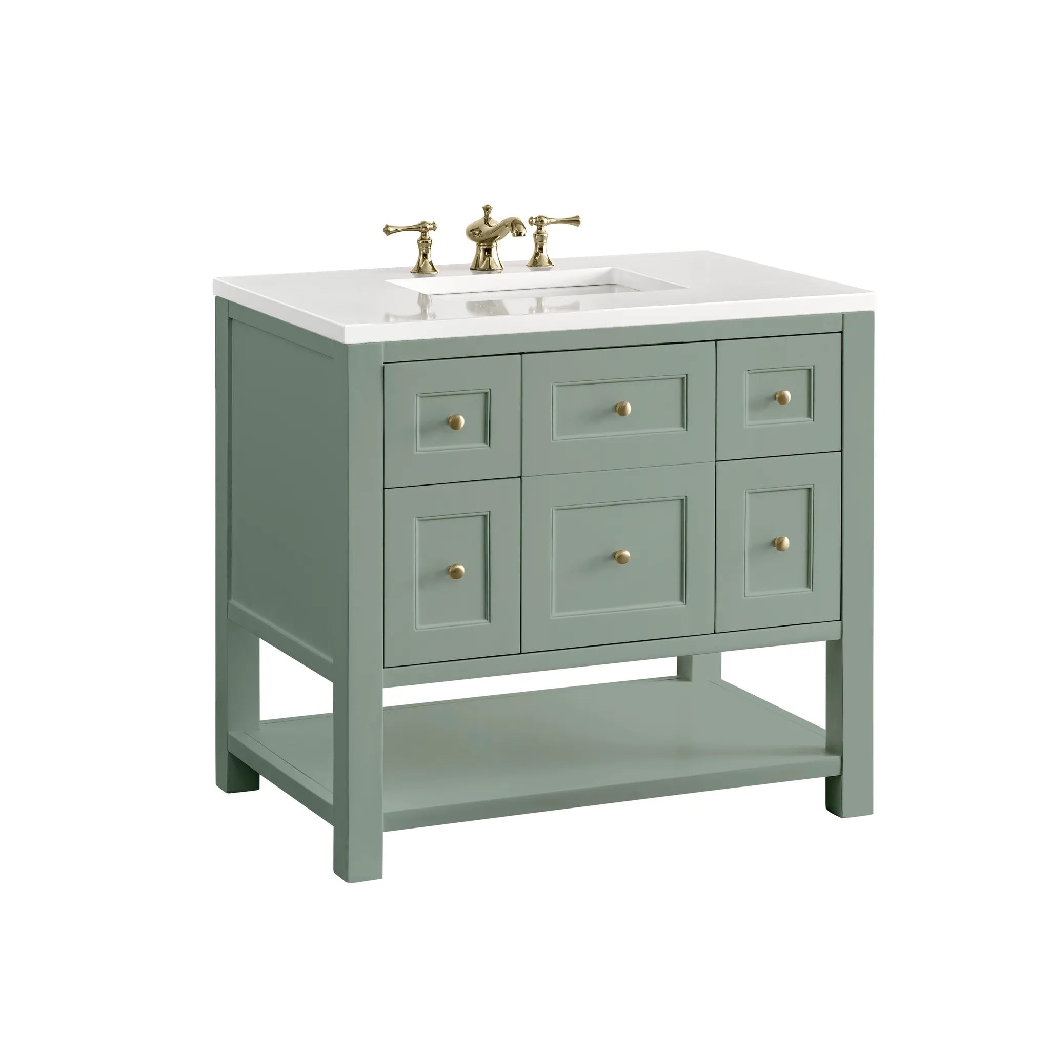 36" Breckenridge Single Vanity in Smokey Celadon-White Zeus Silestone-8" Widespread image 9