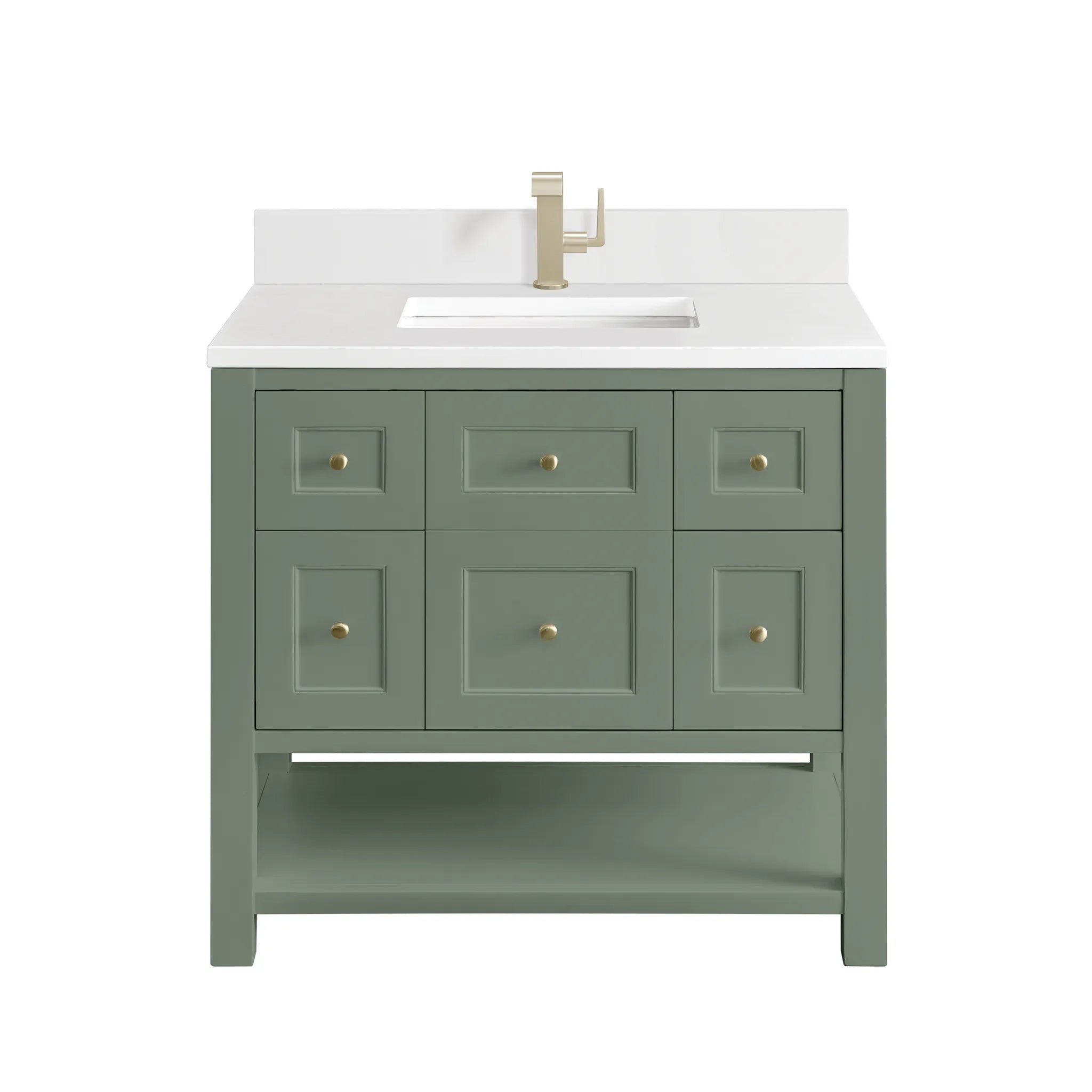 36" Breckenridge Single Vanity in Smokey Celadon-White Zeus Silestone & Backsplash-Single Hole image