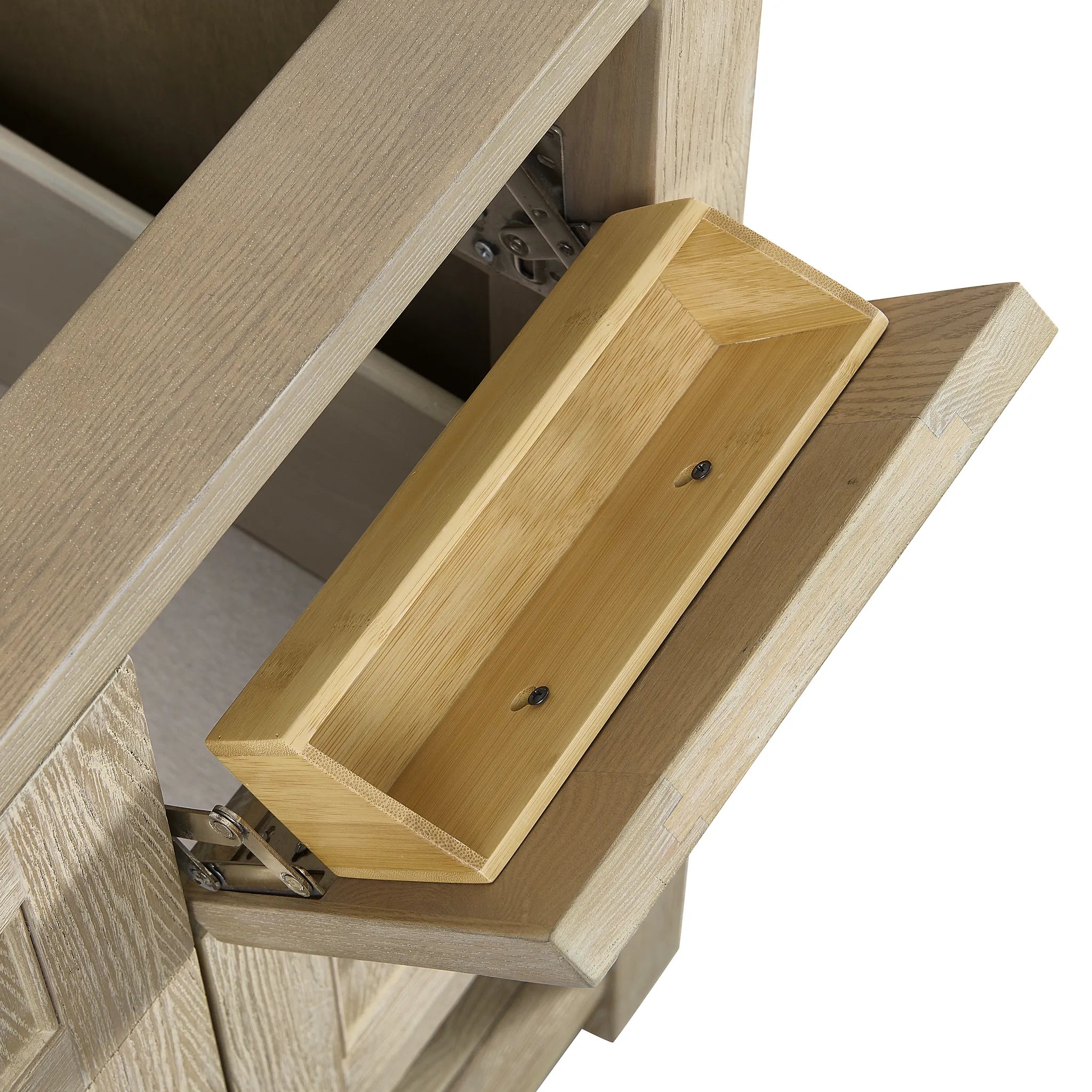 36" Breckenridge Single Vanity in Whitewashed Oak-Carrara White Marble-8" Widespread image 12