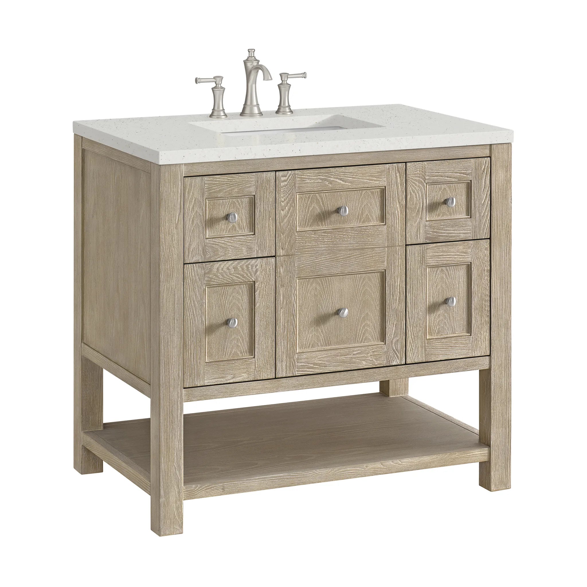 36" Breckenridge Single Vanity in Whitewashed Oak-Lime Delight Silestone-8" Widespread image 8