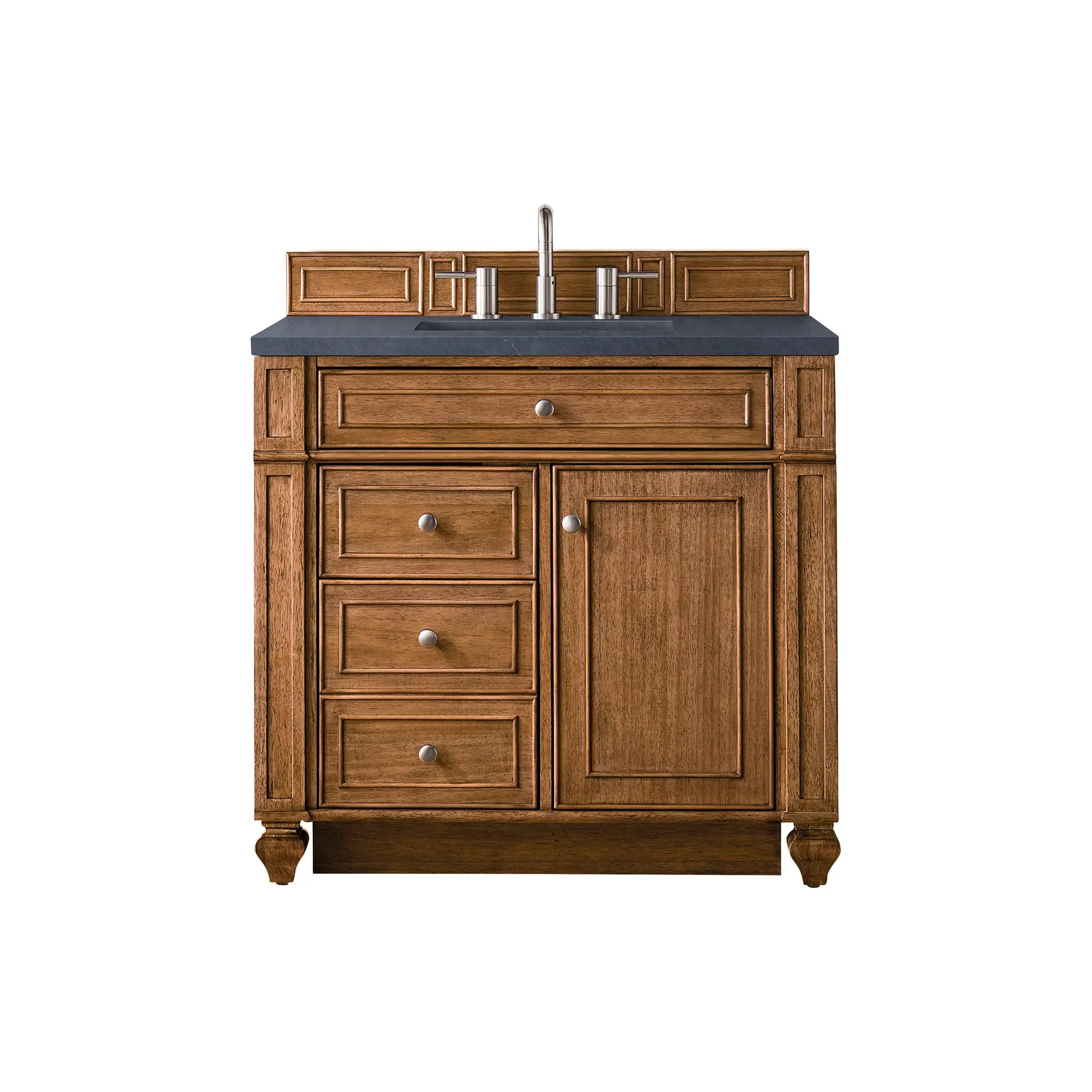 36" Bristol Single Vanity in Saddle Brown-Charcoal Soapstone Silestone-8" Widespread image