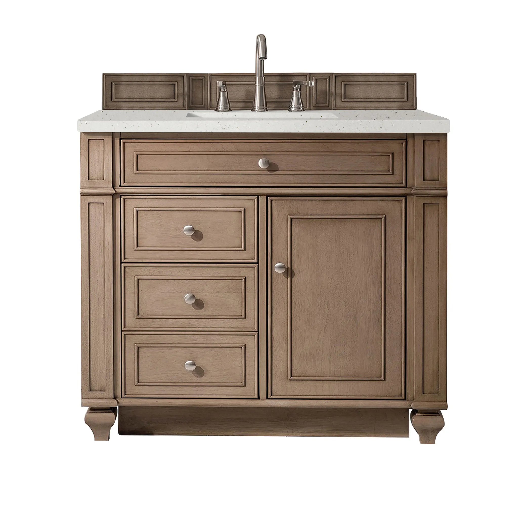 36" Bristol Single Vanity in Whitewashed Walnut-Lime Delight Silestone-8" Widespread image