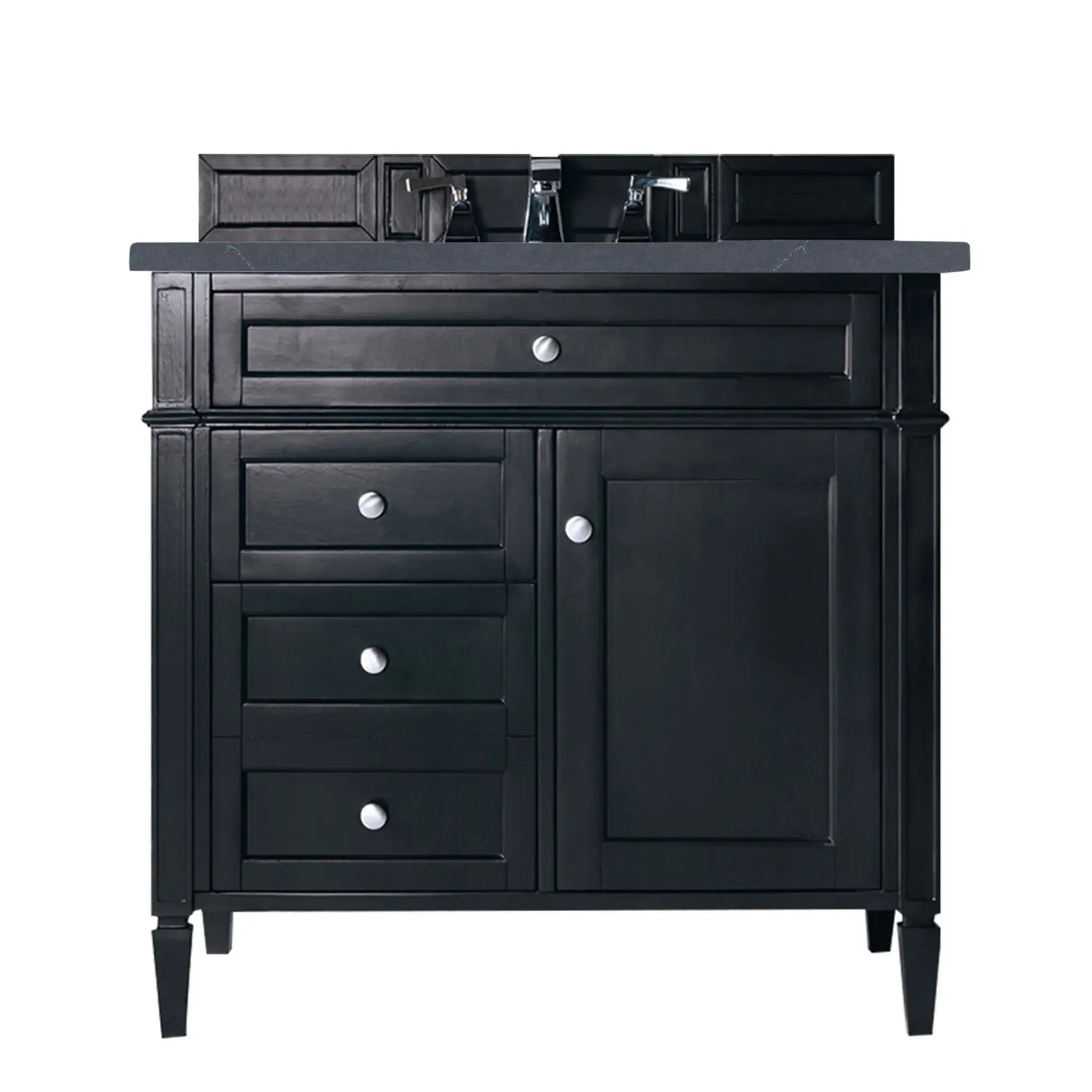 36" Brittany Single Vanity in Black Onyx-Charcoal Soapstone Silestone-8" Widespread image